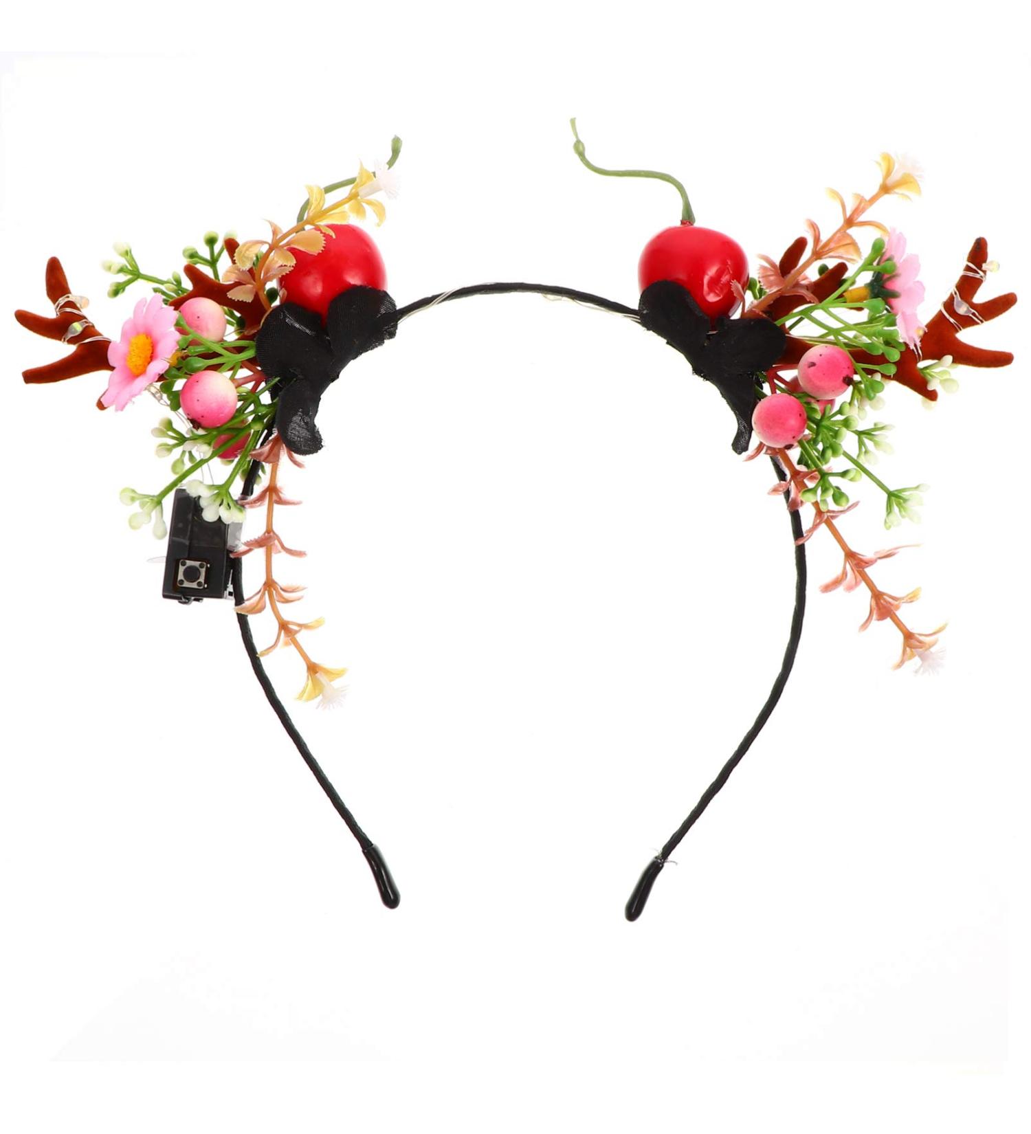 Amosfun Christmas Reindeer Headband Light Up Xmas Hair Hoop Antler Flower Xmas Party Headdress for Kids Adults Christmas Holiday Party Favors - Buy Online on GoSupps.com