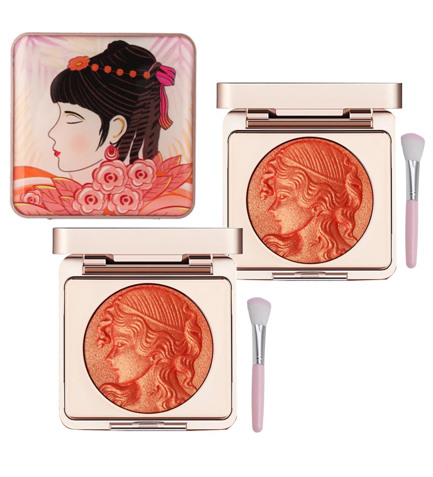 Embossed Smooth Powder Blush Palette For Cheeks Embossed Girl Blush For Cheeks Face Matte Blush Palette (Orange*2 6g) Orange*2 6 g (Pack of 1) - Buy Online on GoSupps.com