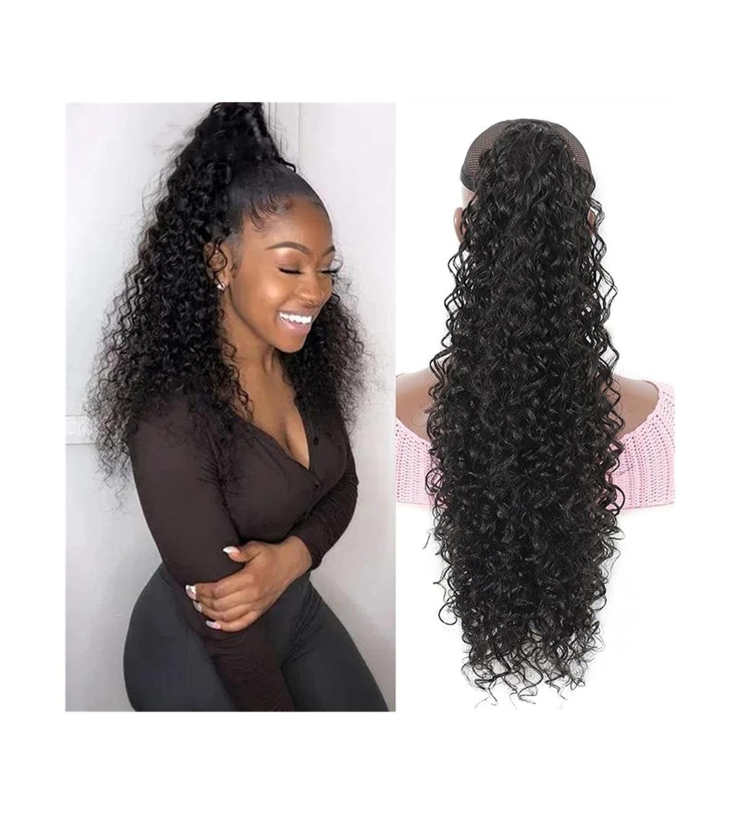 Ponytail Extensions Remy Human Hair Clip in Water Wave Ponytail Extensions 10-24 Inch Long Wave Curly Human Hair Ponytail Wrap Around Long Wavy Ponytail Natural Color for Women(Size:12inch 100g) - Buy Online on GoSupps.com