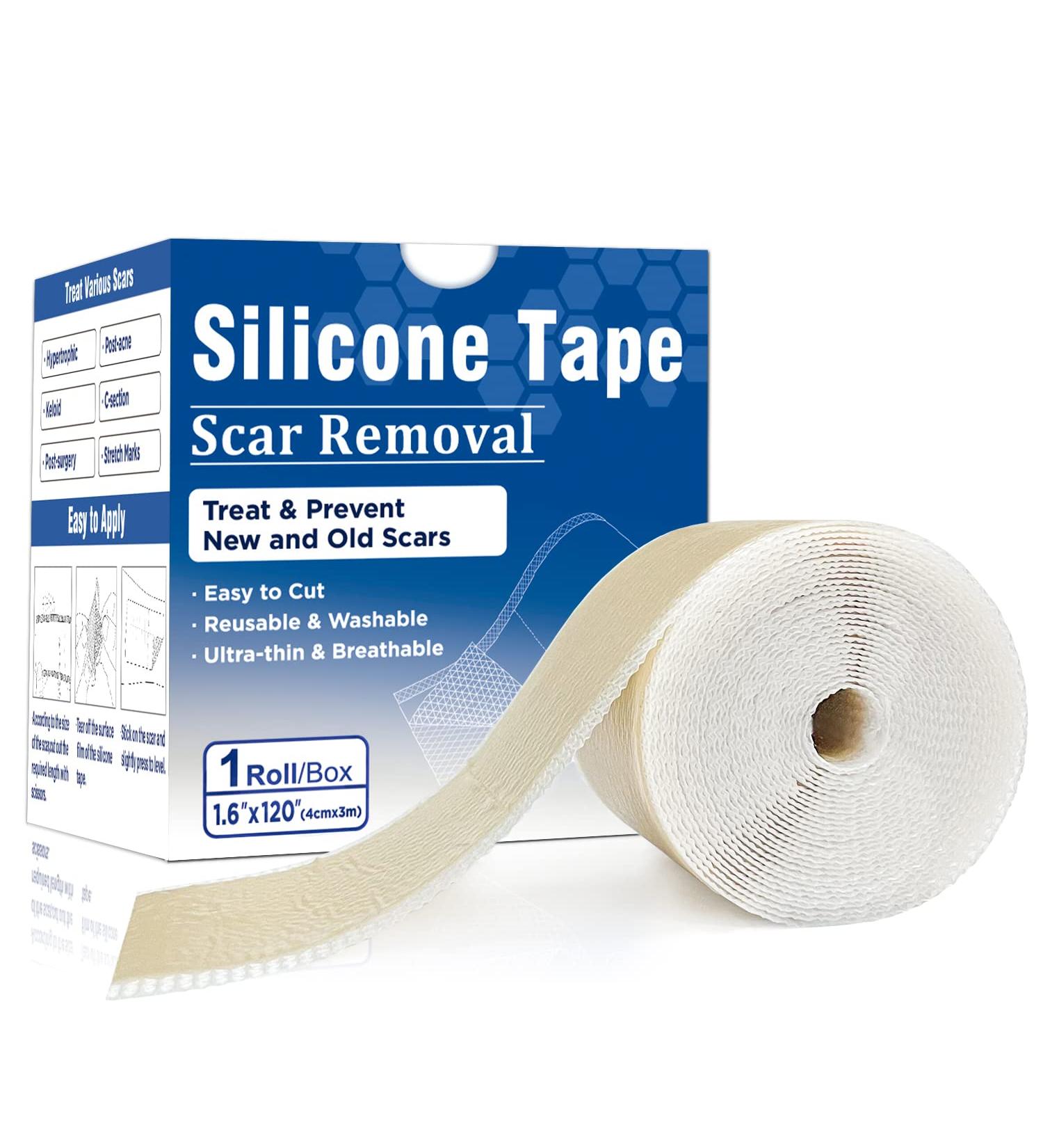 Carbou Medical Silicone Scar Tape 1.6x120 | Painless Scar Removal for C-Section, Surgery, Acne & Keloid - Buy Online on GoSupps.com