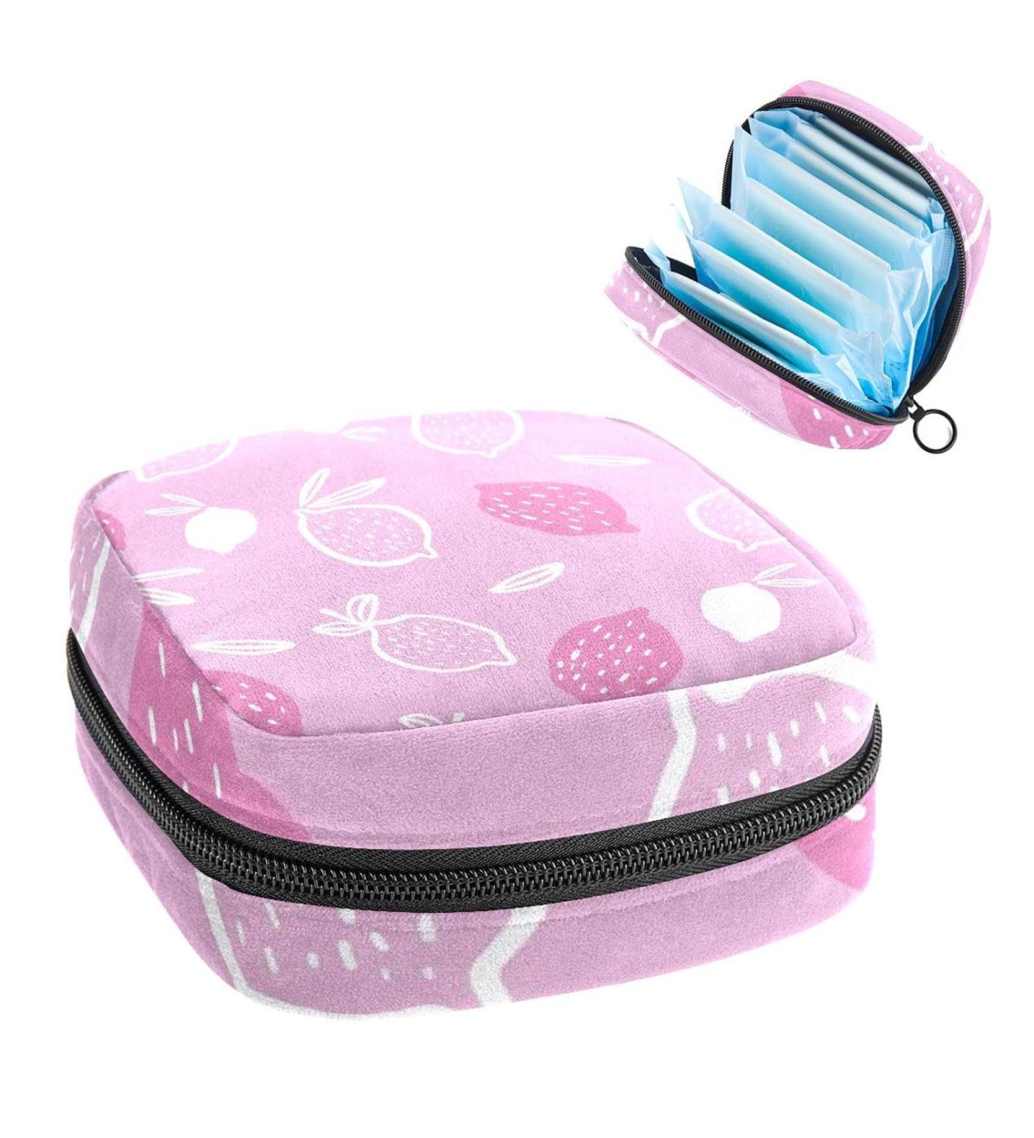 Portable Pink Lemons Sanitary Napkin Storage Bag for Women - Multi-colored | Perfect for Menstrual Cup, Nursing Pads, and Tampons - Buy Online on GoSupps.com