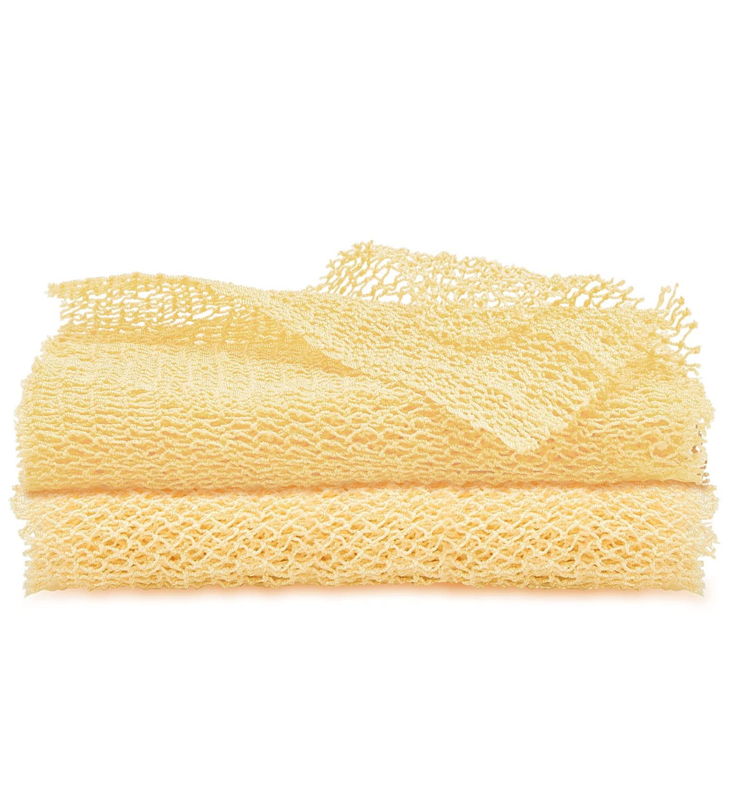 African Net Sponge Exfoliating Set 2 Piece Bath Scrubber Towels Peach Pink Creamy Daily Skin Smoother and Shower Body Back Scrubber