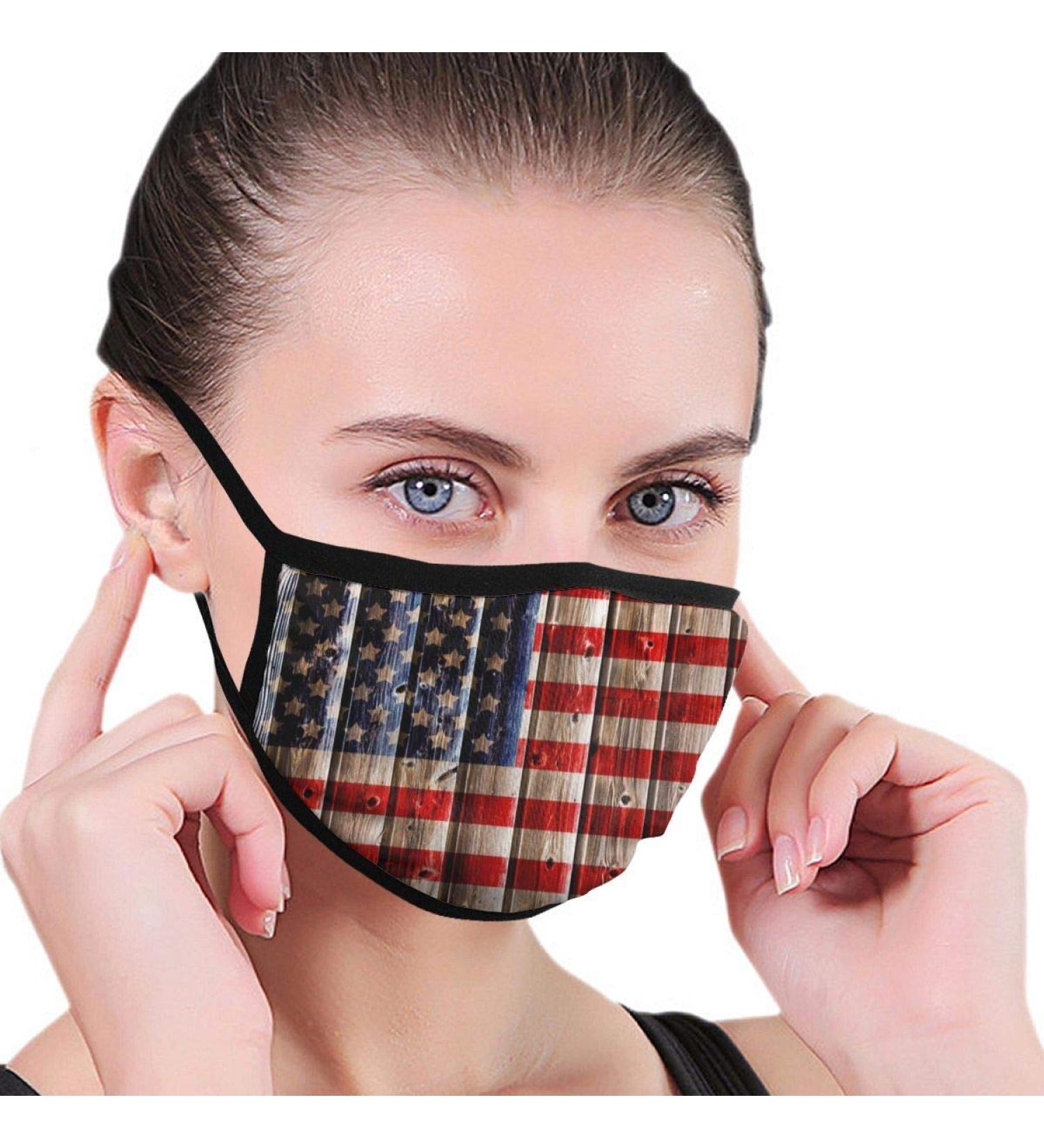 Vintage USA flag on old wood classic women men anti wind dust protection protective cover for skiing camping travel safety daily use