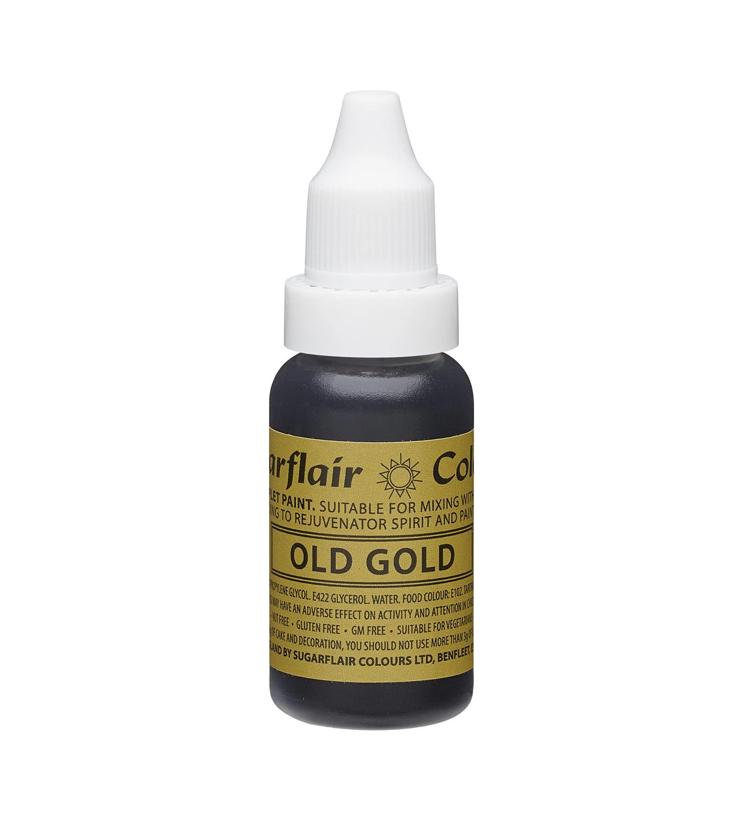 Sugarflair Old Gold Liquid Food Colouring Droplet For Colouring Royal Icing Sugarpaste Buttercream Sugarpaste Also For Painting & Can Be Used With An Airbrush - 14ml