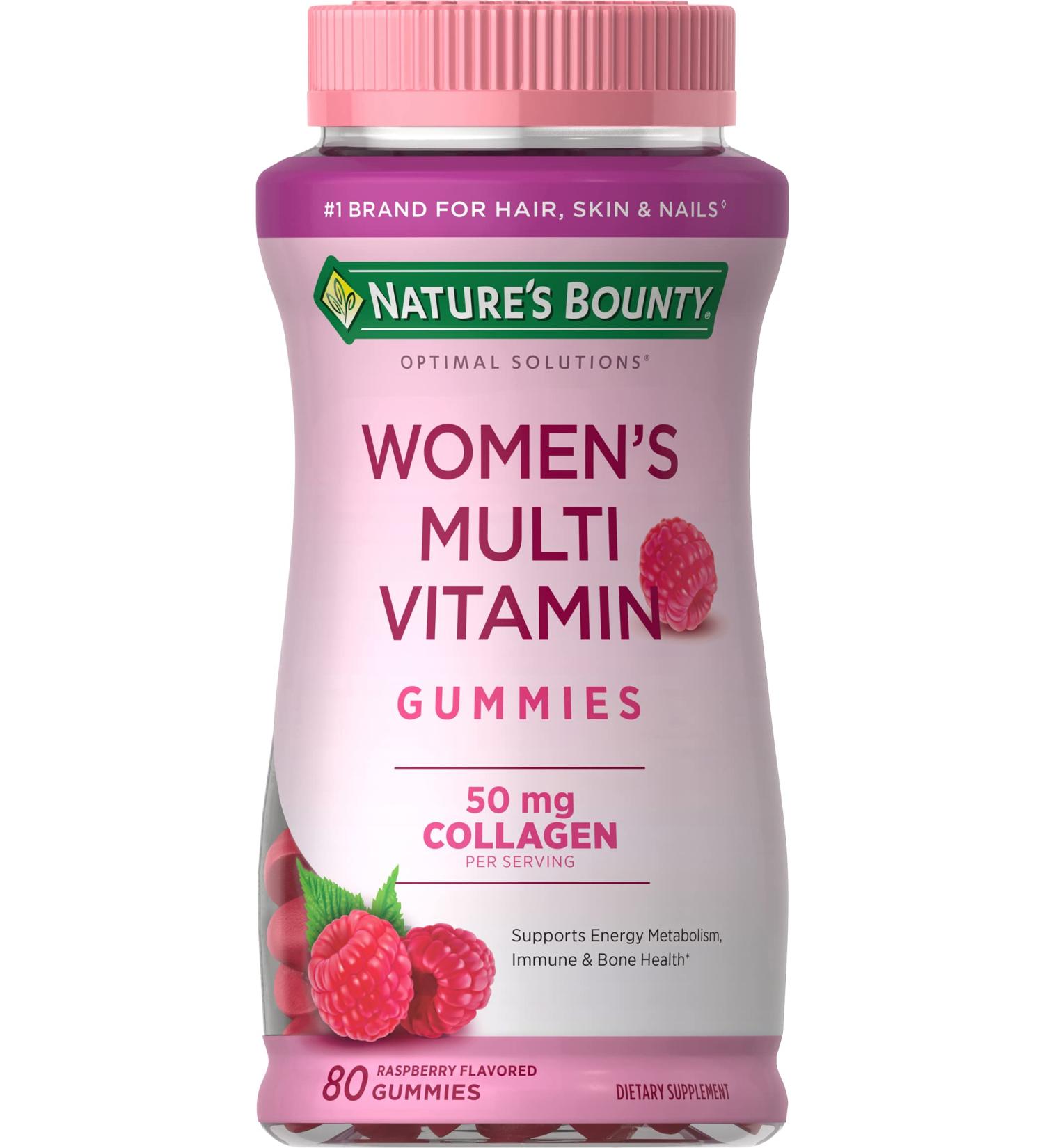 Nature's Bounty Women's Multivitamin Gummies - Immune Support, Energy Boost, Bone Health - Raspberry Flavor - 80 Count - Buy Online on GoSupps.com