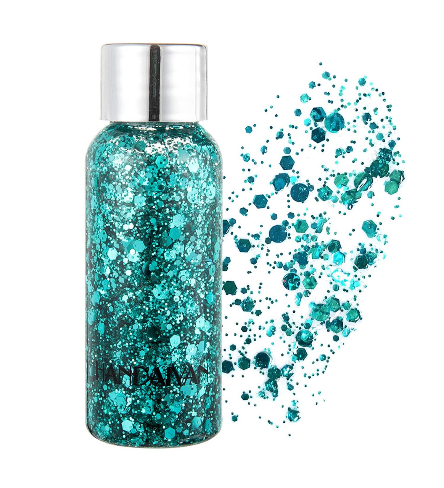 Buy GL-TURELIFES Mermaid Sequin Chunky Glitter Liquid Eyeshadow & Body Gel - Festival Makeup 30g (04 #Green) - Long-Lasting Sparkle for Face Hair & Nails - Buy Online on GoSupps.com