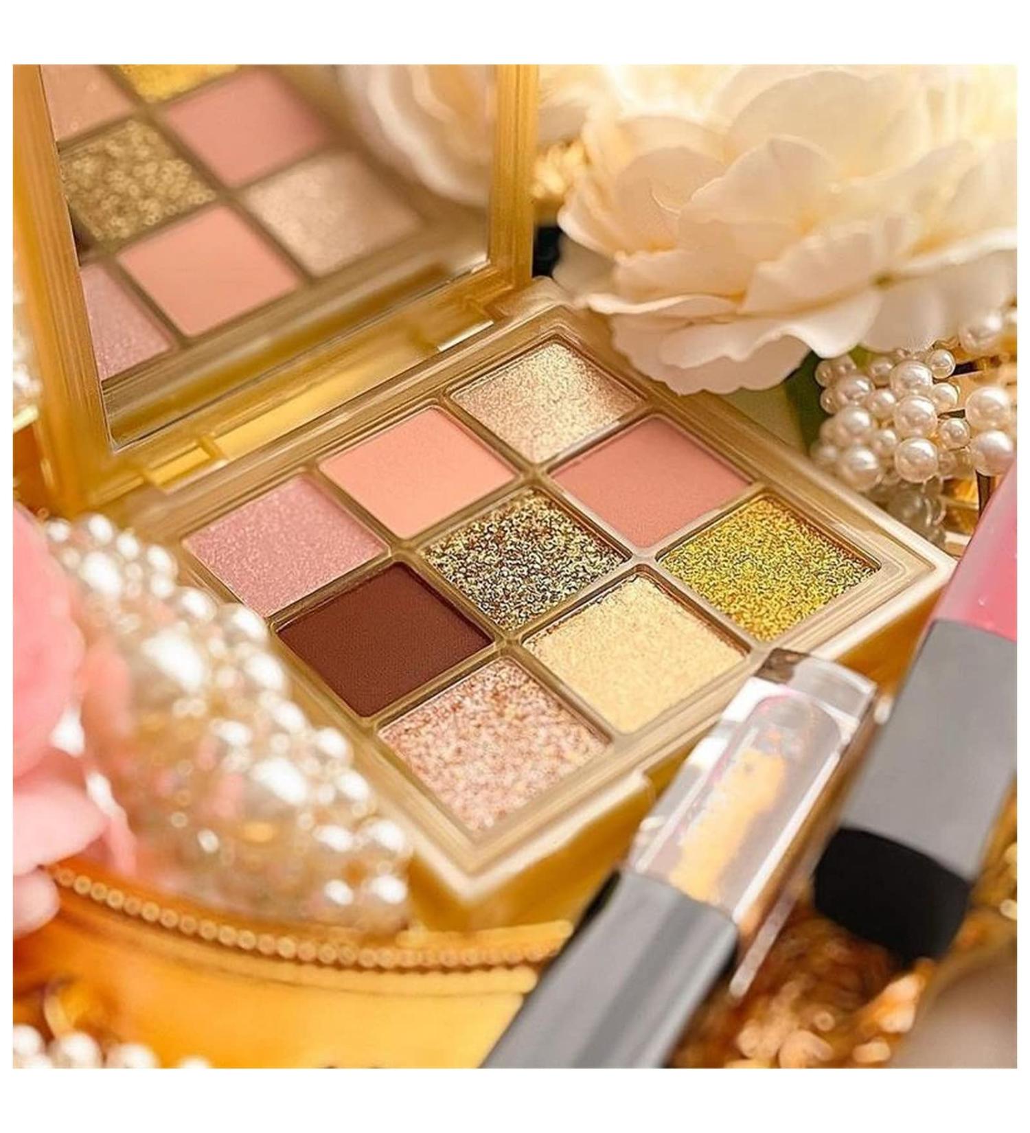  KEYVOR Beauty Palette 9 Colors Golden Eyeshadow Palette Waterproof Long Lasting Eyeshadow Aurail Matte Shiny Shiny Yellow Makeup Shiny Yellow Eyeshadow Palette - Buy Online on GoSupps.com