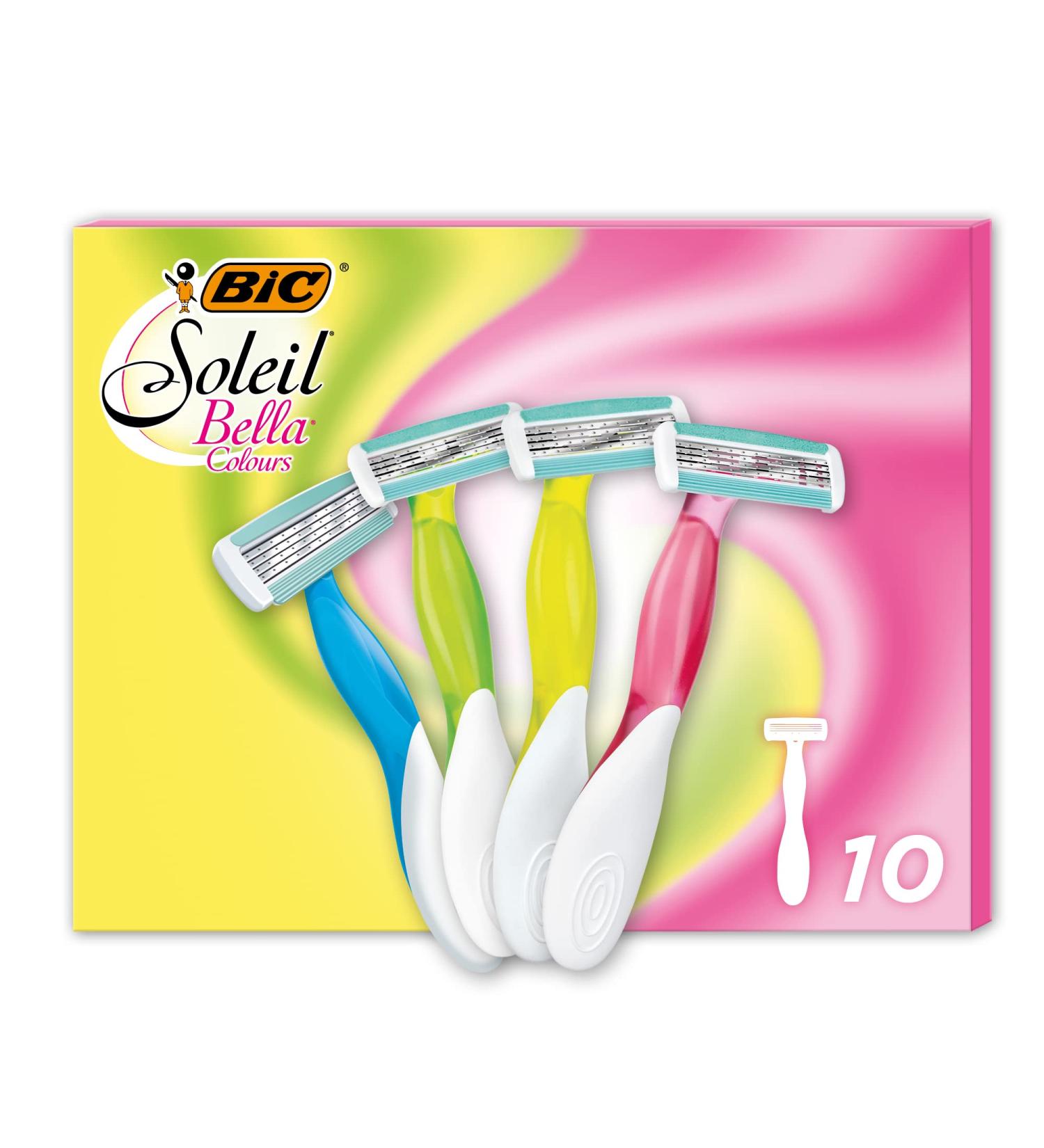 BIC Soleil Bella Women's Razor Set - 10 Disposable Razors in 4 Colors with Coconut Milk for a Gentle Shave | International Shipping Available - Buy Online on GoSupps.com