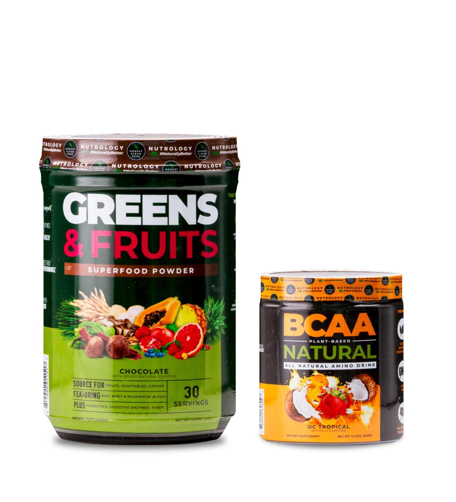 Nutrology Greens & Fruits Powder-Naturally Sourced Superfood Chocolate (30 Servings) BCAA Natural Plant Based BCAA Powder Orange Coconut Flavor (30 Servings) - Buy Online on GoSupps.com