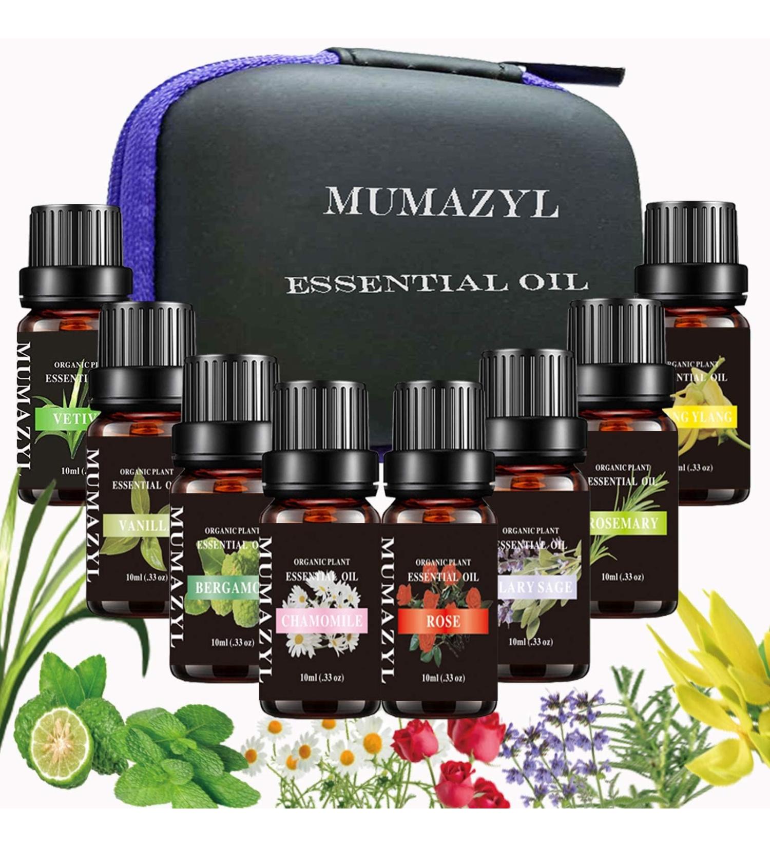 Essential Oils Gift Set - Vetiver Rose Rosemary Chamomile Ylang Ylang Bergamot Vanilla & Clary Sage - 8 Pack x10ML for Diffuser Humidifier & Candle Making - Buy Online on GoSupps.com