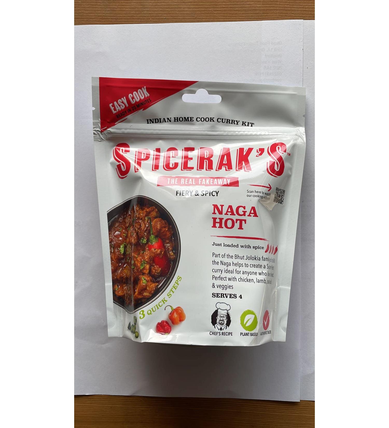 NAGA HOT -320g (160g x PACK OF 2) - SPICERAK'S - THE REAL FAKEAWAY! UK's Best Indian Curry Sauce Meal Kit - Plant Based