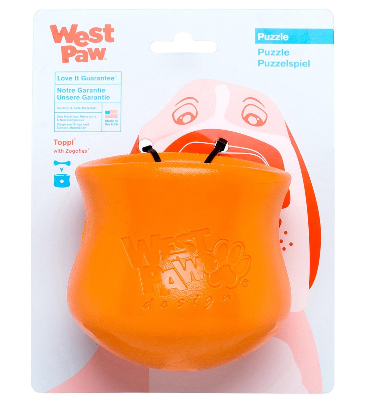 Zogoflex West PAW Toppl Toy - 10cm Tangerine Orange - Durable & Safe for International Shipping - Buy Online on GoSupps.com