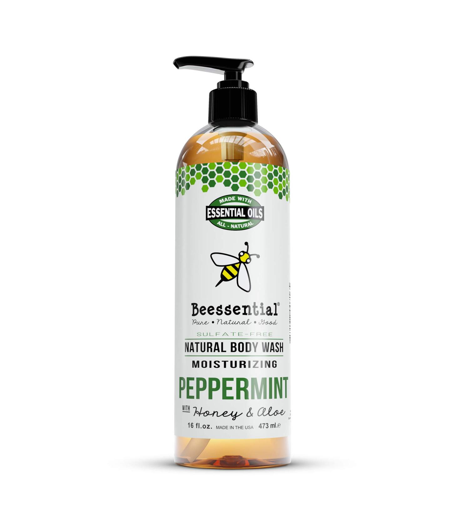 Buy Beessential Natural Body Wash - Peppermint Sulfate-Free Shower Gel with Essential Oils for Men & Women | 16 oz - International Shipping Available - Buy Online on GoSupps.com
