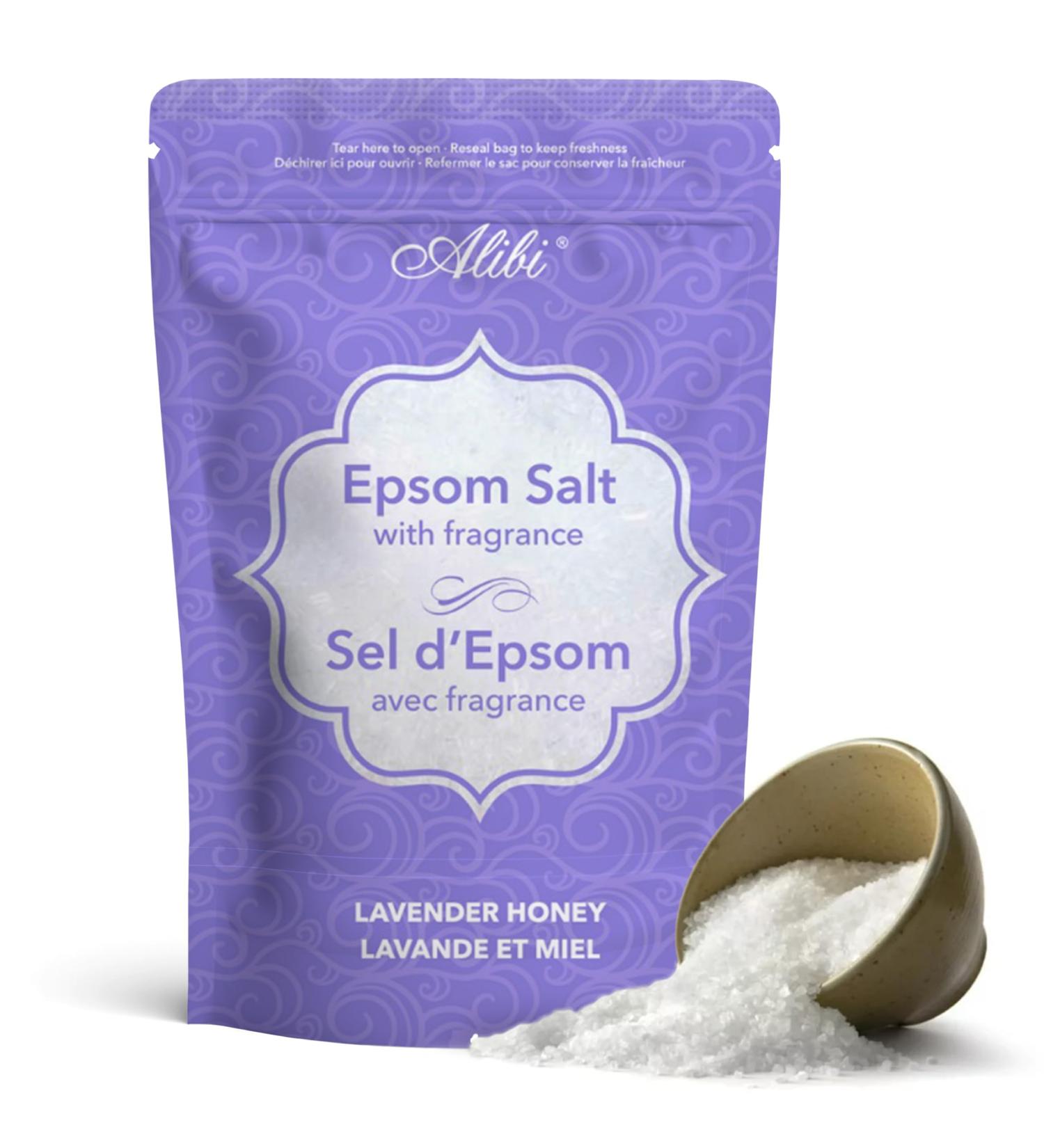 Alibi Scented Epsom Salt Bath - Honey & Lavender Epsom Salts 454G - Natural Magnesium Sulfate Crystals - Reaselable Bag 454 g (Pack of 1) - Buy Online on GoSupps.com