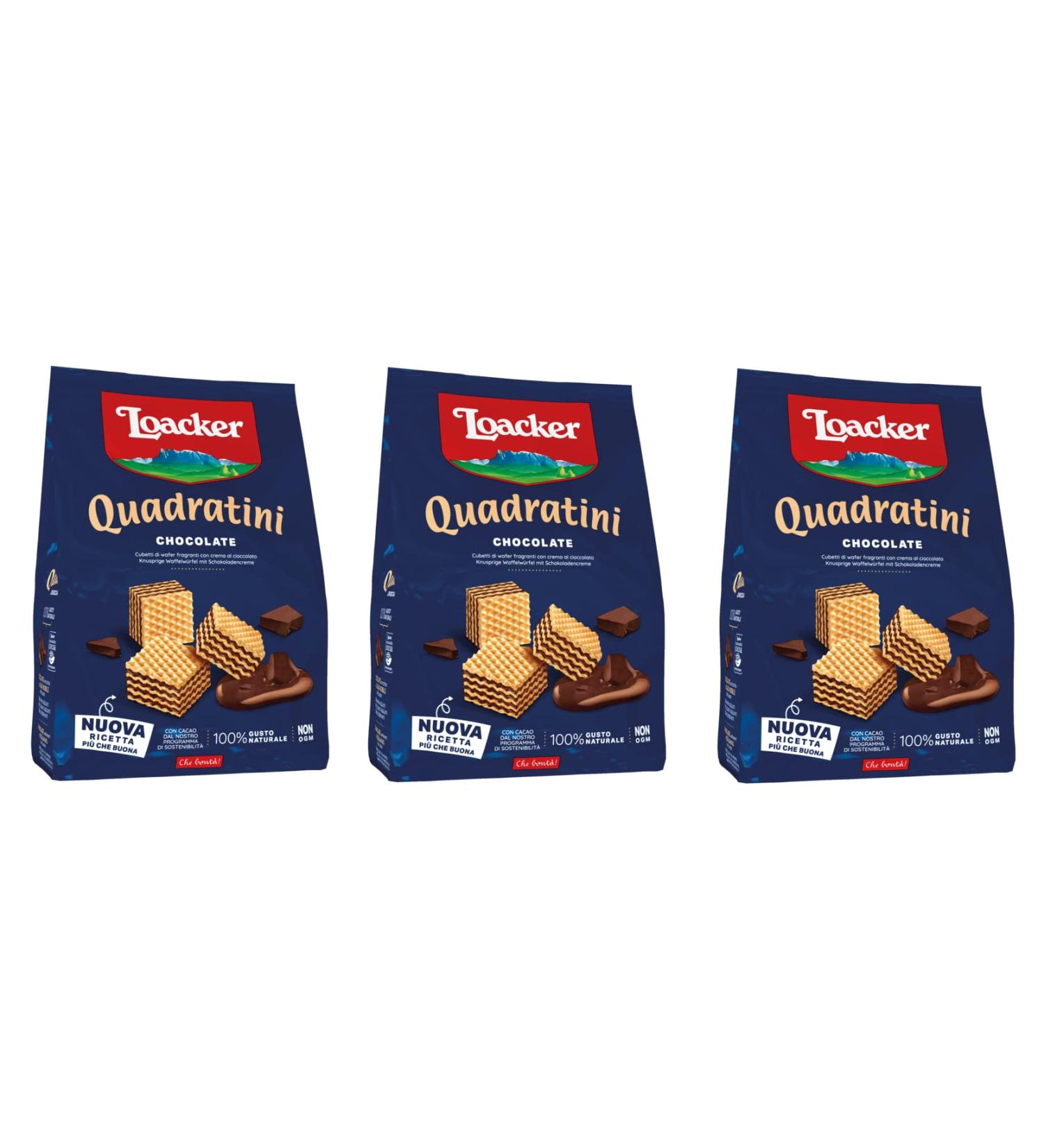  Loacker Loacker Quadratini Lot de 3 cubes Chocolate Chocolat 125 g - Buy Online on GoSupps.com