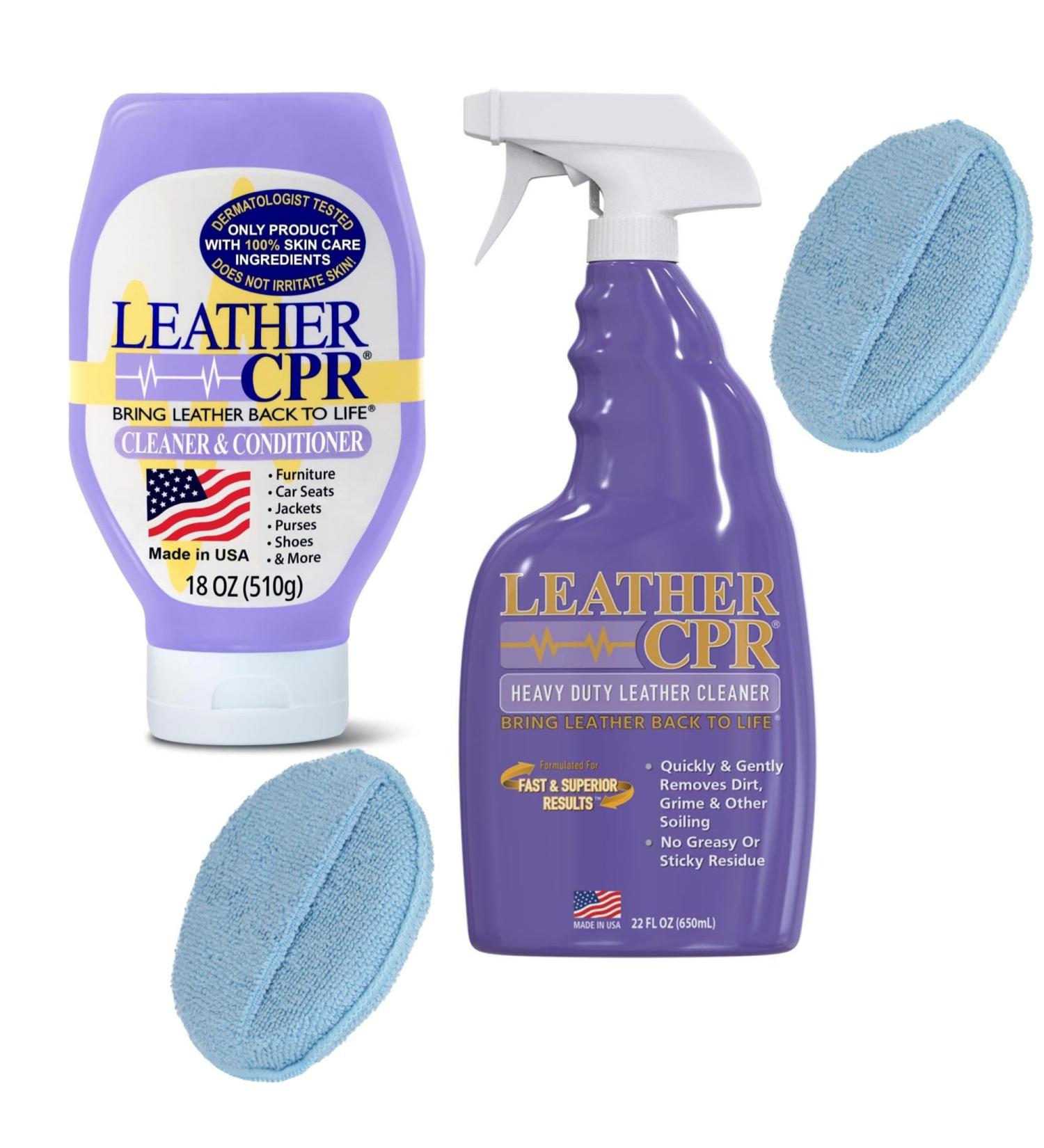 Leather CPR | Premium Leather Cleaner & Conditioner for Furniture Car Seats Purses & More - Heavy-Duty Formula with 2 Applicators - Buy Online on GoSupps.com