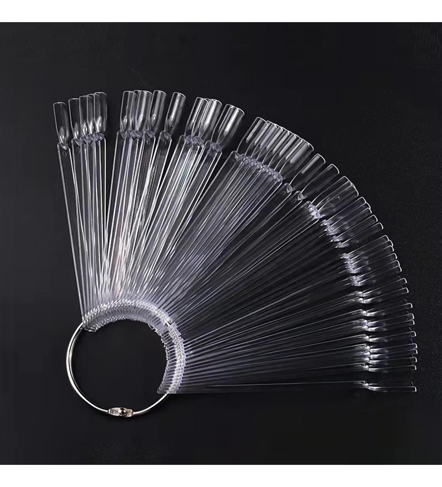 50 Transparent Fan-shaped Nail Art Tips Display with Metal Ring Holder - Buy Online on GoSupps.com