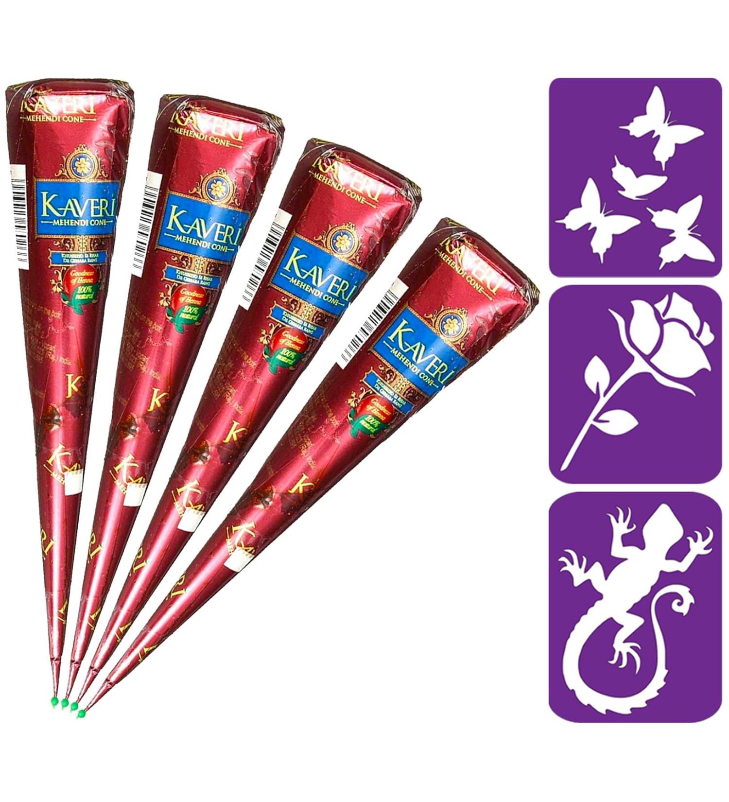 HANUMAN STORE Kaveri Henna 100% Natural Mehendi Cone 4 x 25 g No Chemicals No PPD - Buy Online on GoSupps.com
