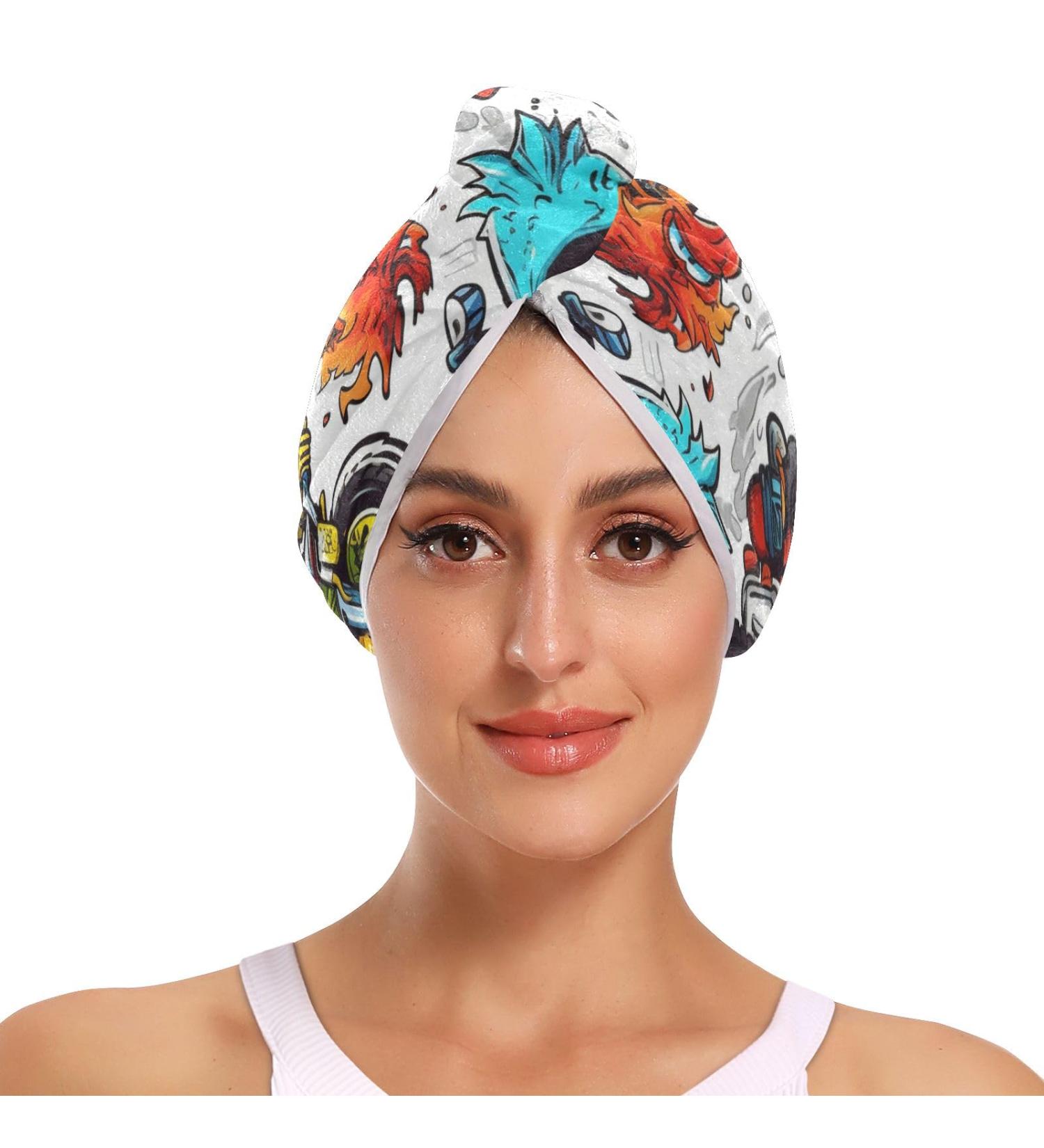 Motorcycle Monster Hair Towel 2 Pack - Super Absorbent Quick Dry Hair Turbans for Women & Girls - Buy Online on GoSupps.com