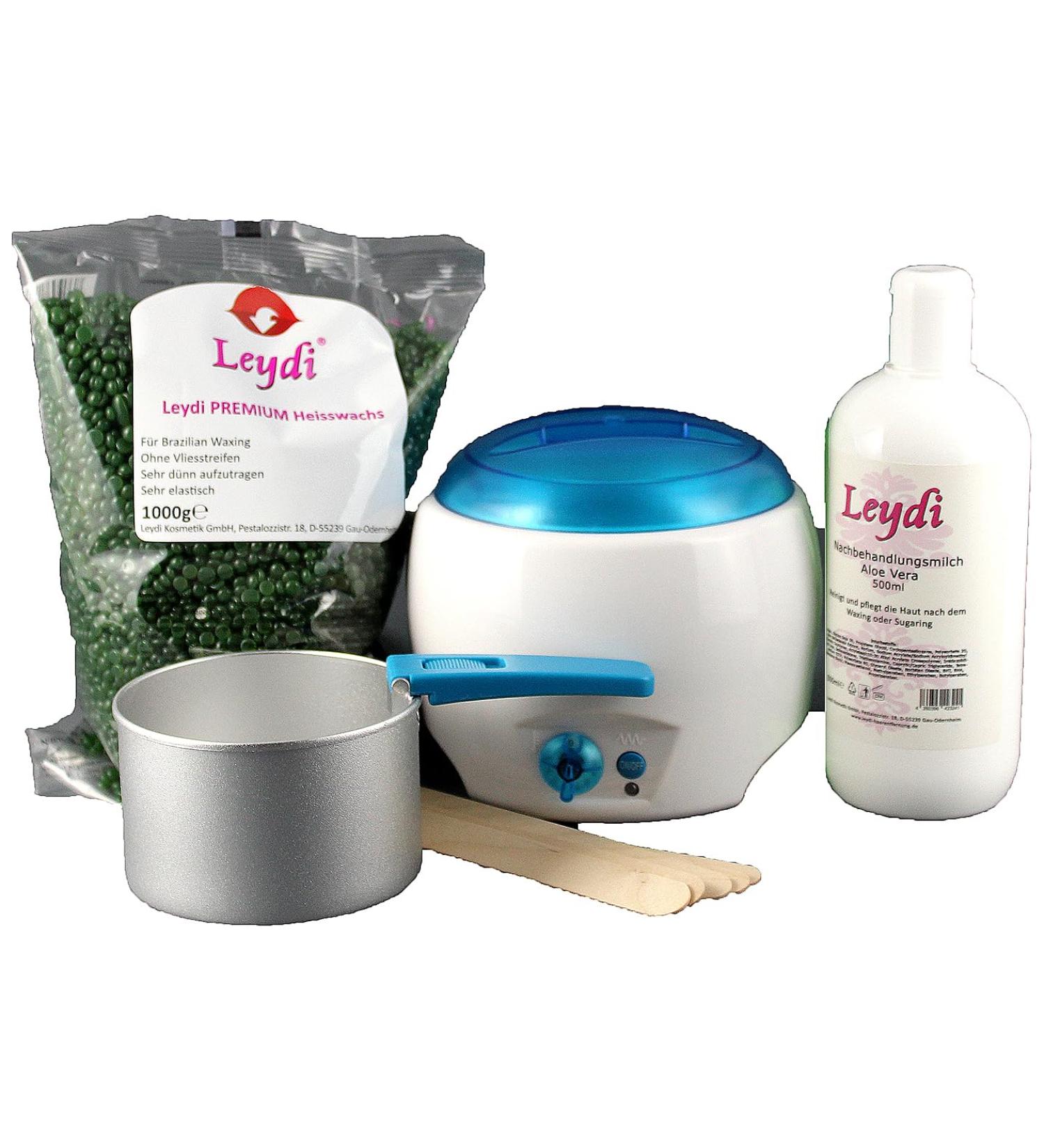 Leydi Hot Wax Set - Premium Azulene Brazilian Waxing Kit with Wax Device & Accessories for Smooth Skin - International Shipping Available - Buy Online on GoSupps.com