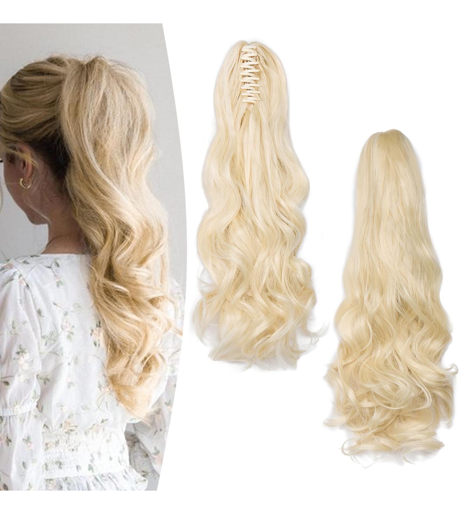 Shop Gairyan 50cm Bleached Blonde Ponytail Hair Extensions | Long Curly Claw Clip Synthetic Extensions for Women - Buy Online on GoSupps.com