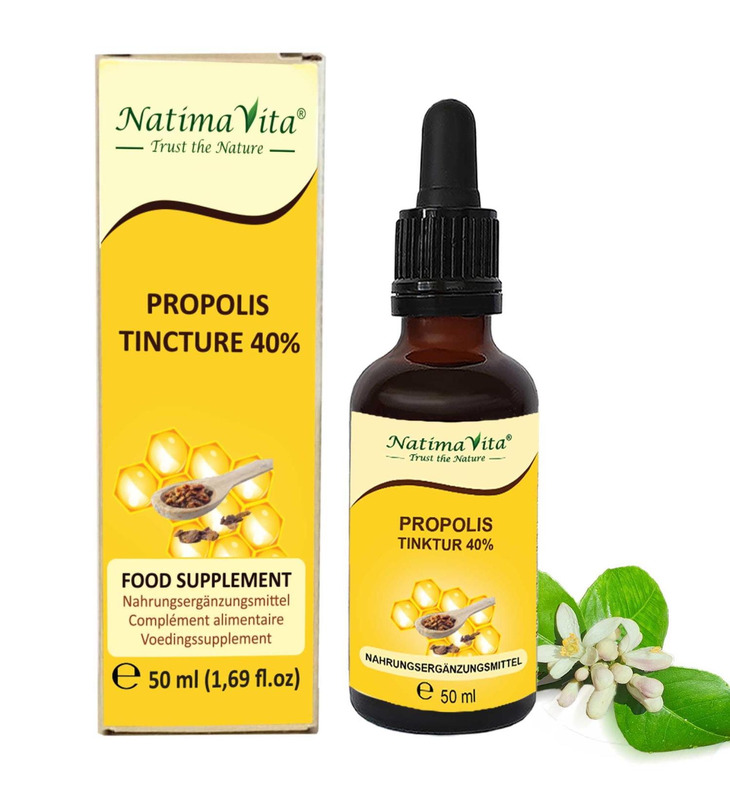 Propolis Tincture 40% - 50 ml Pure High-Dose Extract | 100% Natural Propolis Drops with Pipette | Natimavita - Buy Online on GoSupps.com