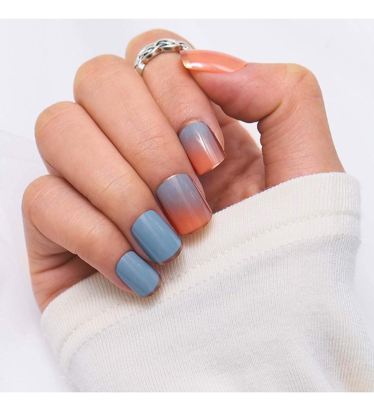 Sethexy Glossy Orange Coffin False Nails - 24PC Square Acrylic Nail Tips for Women & Girls - International Shipping Available - Buy Online on GoSupps.com