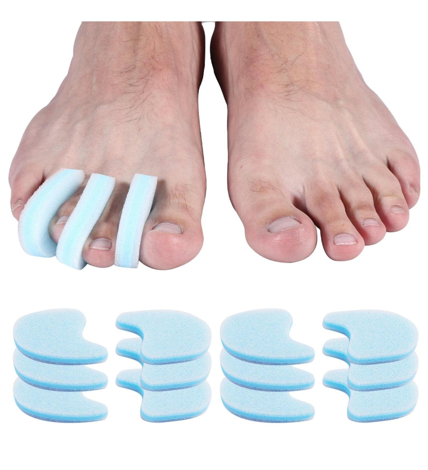 SELOTOKITER Foam Toe Separator 12pcs for Men & Women - Foot Pain Relief, Plantar Fasciitis Correction, Toe Spacers for Claw Toes, Hammer Toes, Bunions - Blue - Buy Online on GoSupps.com