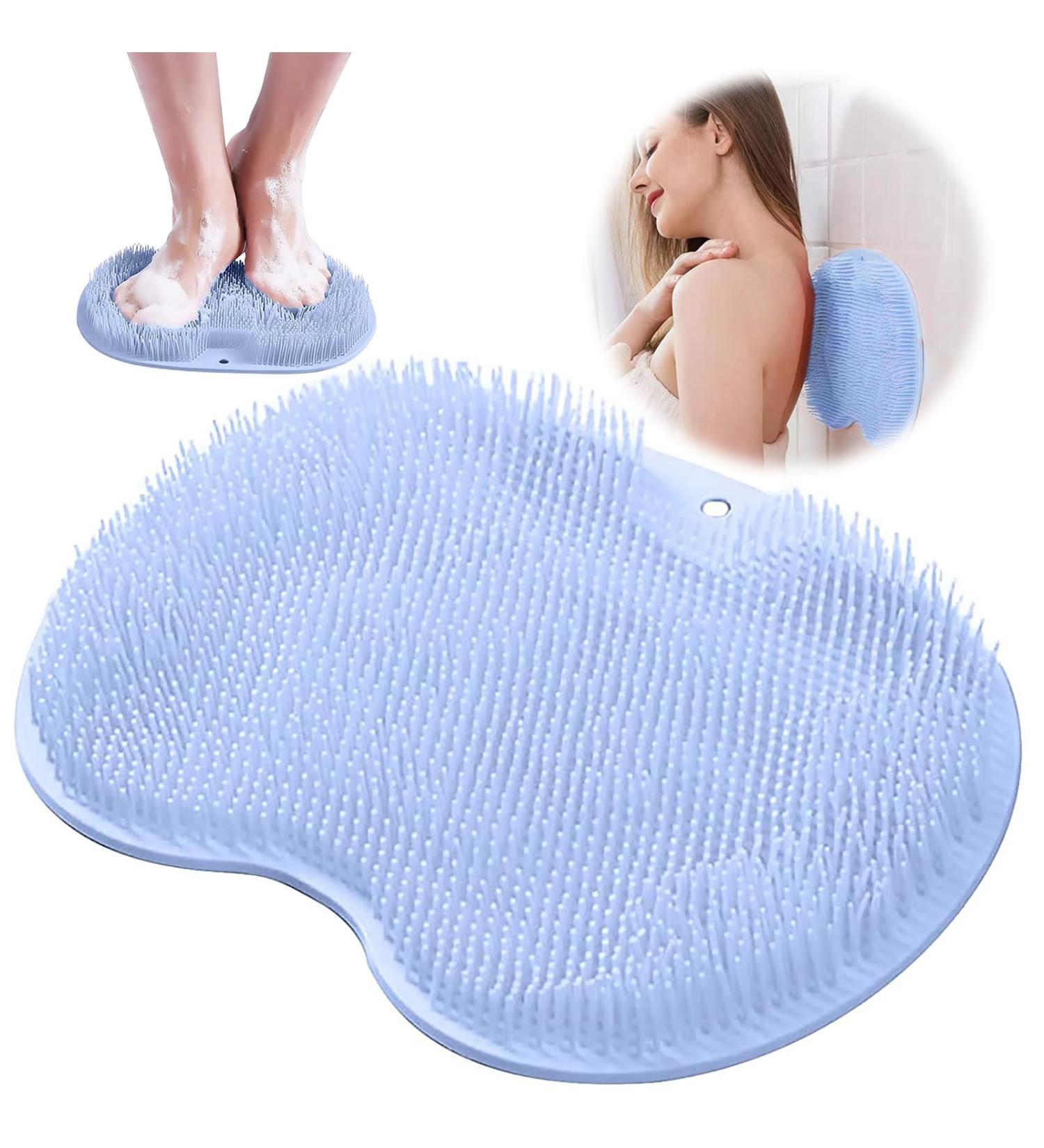 Leonshco Blue Foot Brush & Back Scrubber for Shower - Non-Slip Suction Cups Cleans & Massages Feet Improves Blood Flow Relieves Tiredness - Buy Online on GoSupps.com