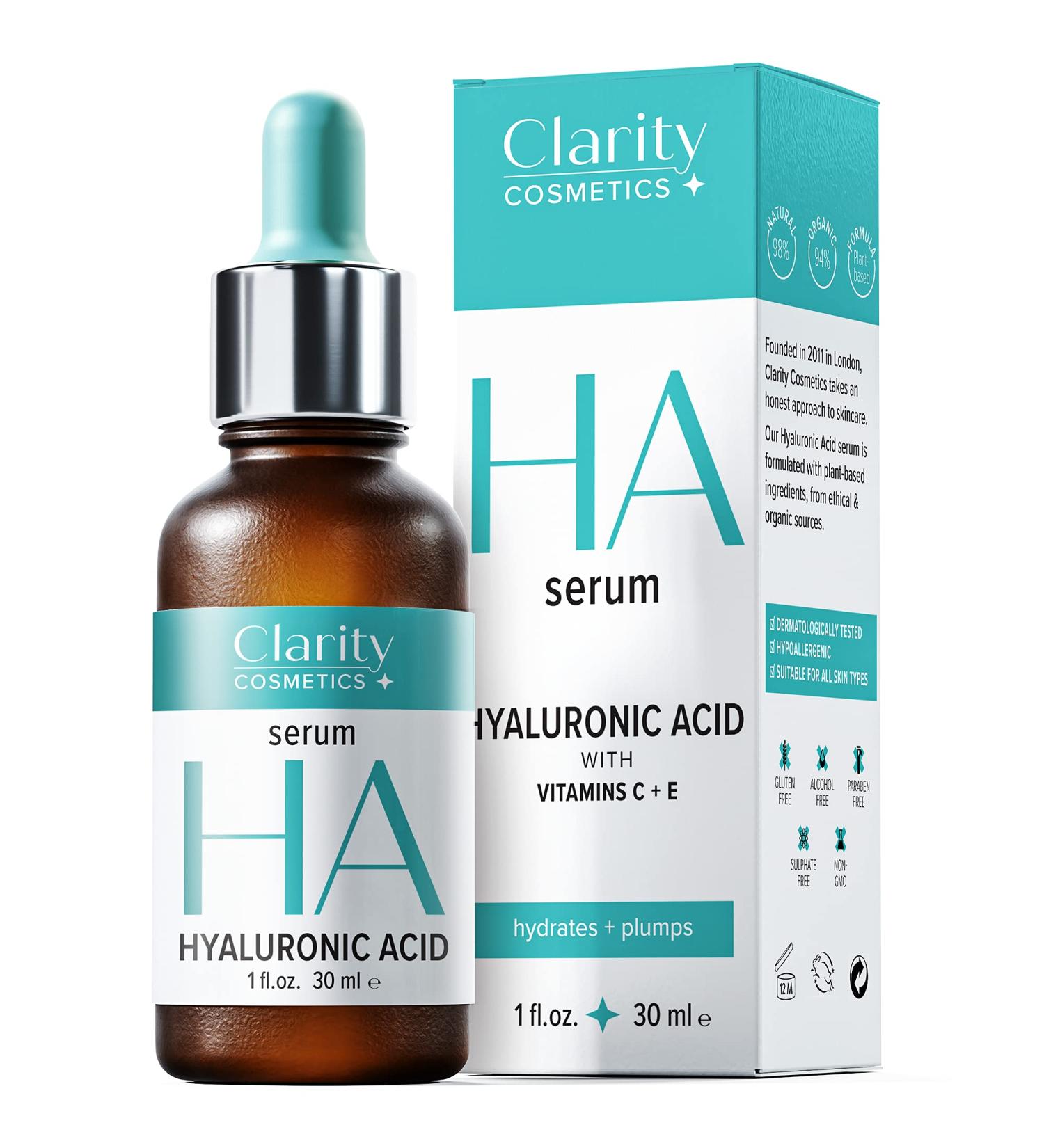Hyaluronic Acid Serum for Women - 4X Potent Hydrating Face Serum with British Vitamin C & E - Buy Online on GoSupps.com