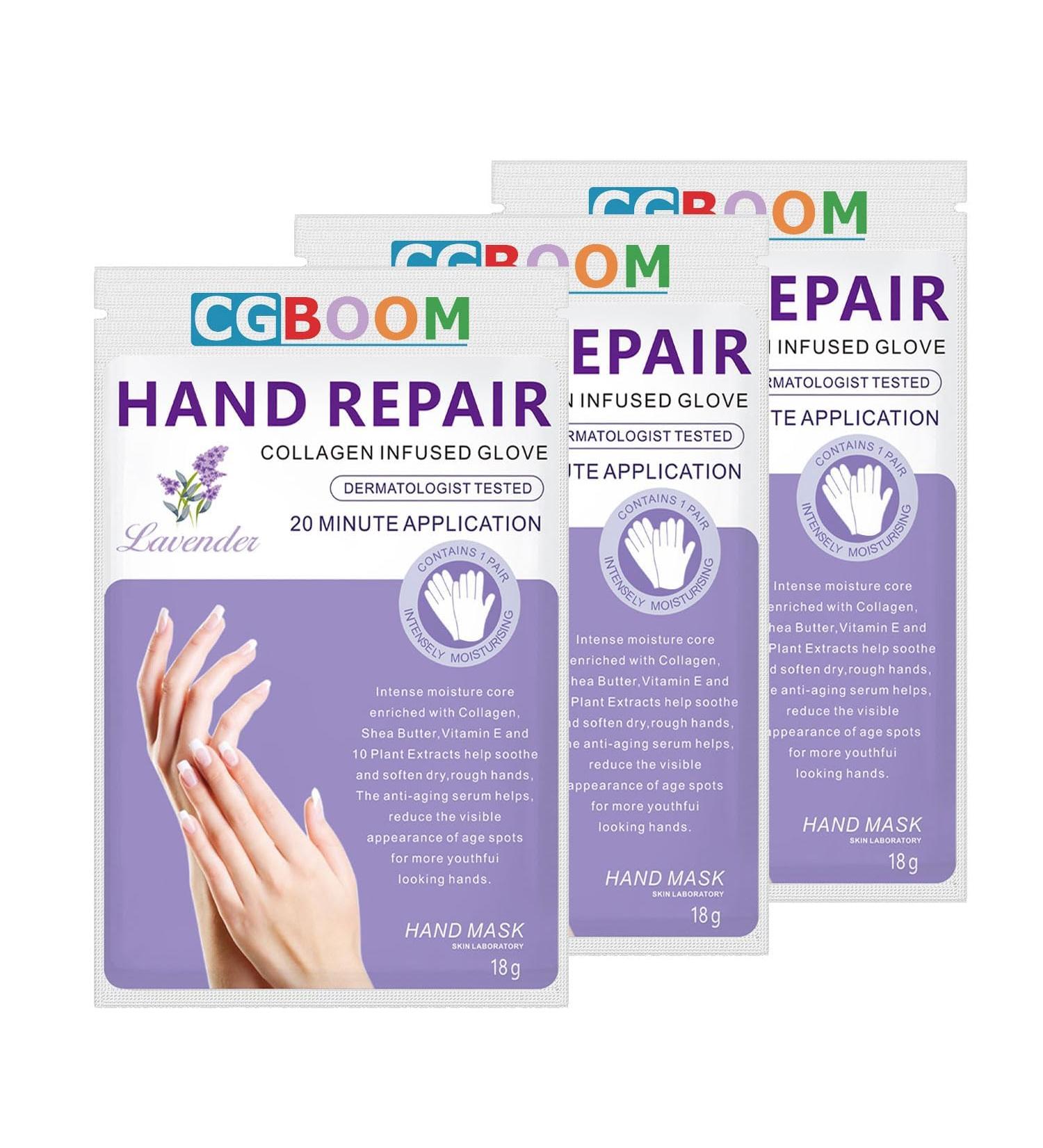 Collagen-Infused Moisturizing Gloves for Dry, Aging, and Cracked Hands - Lavender (3 Pairs) - Buy Online on GoSupps.com