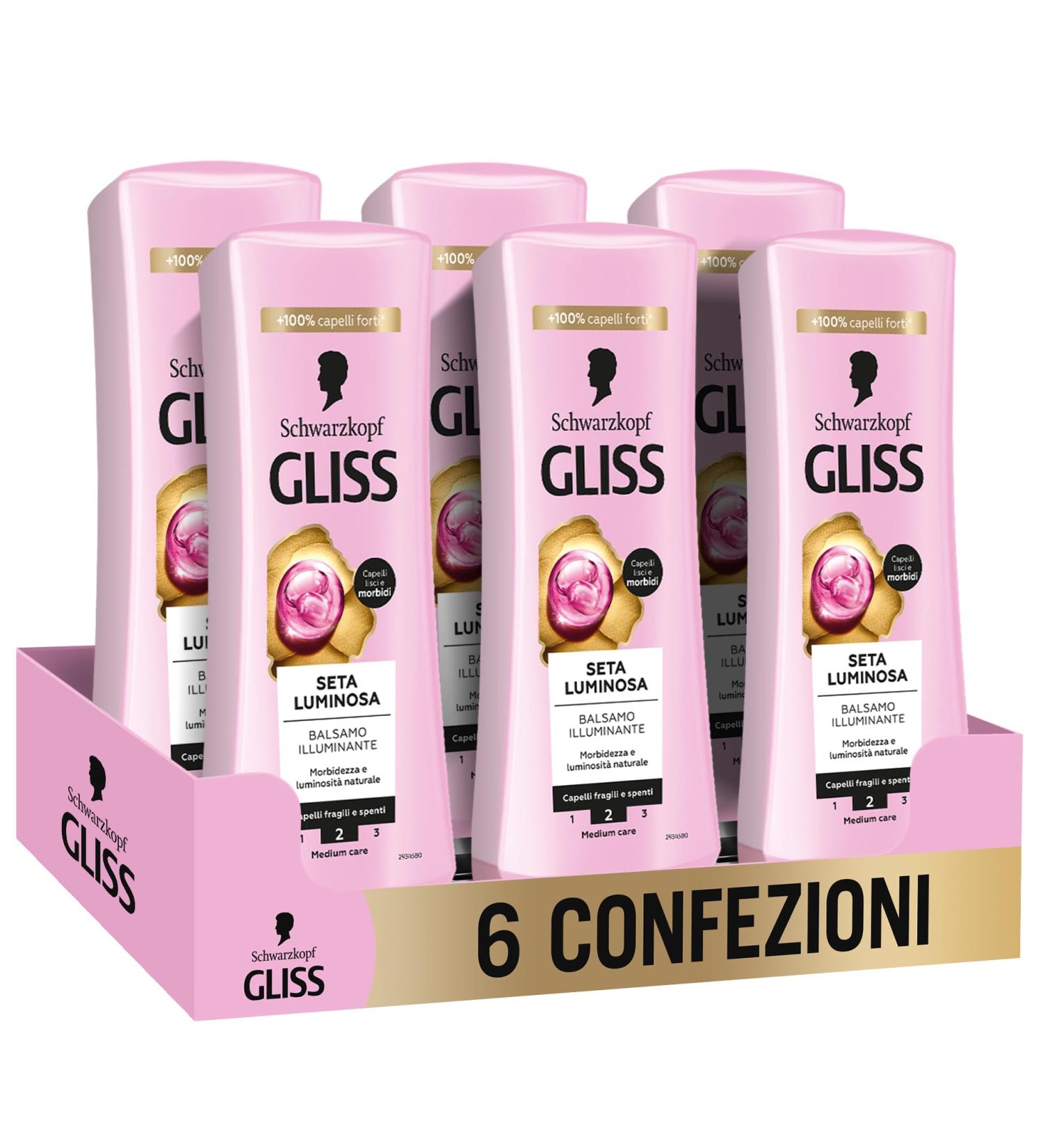  Gliss Schwarzkopf Gliss Soie Lumineuse Brightening Conditioner 6 Packs of 200 ml Restructuring and Protecting Conditioner with Ceramic and Silk Products for Brittle and Dull Hair - Buy Online on GoSupps.com