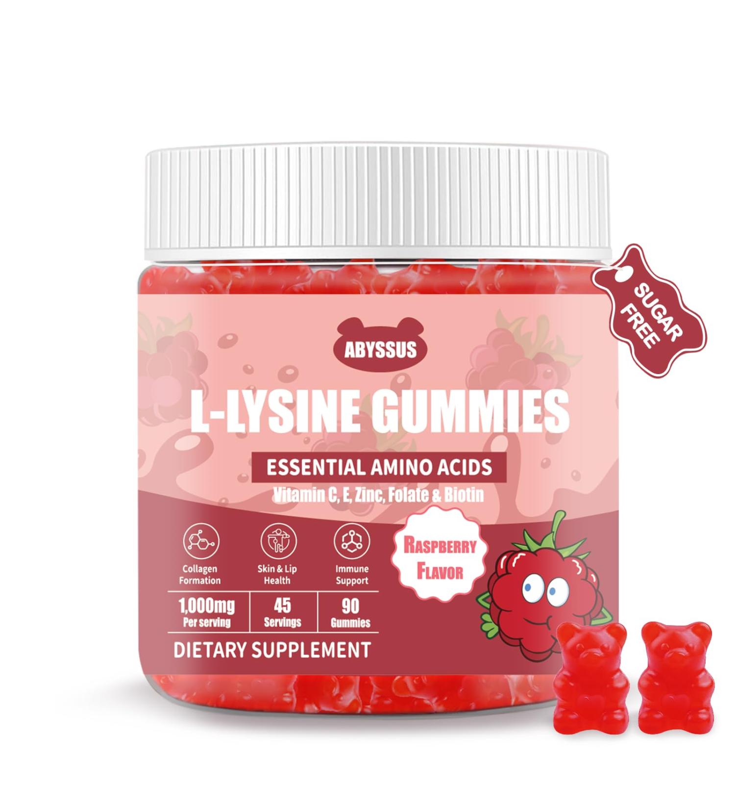 ABYSSUS Lysine Supplement Sugar Free L-Lysine 1000MG Gummies, Lysine for Women with Biotin & Folate, Skin & Immune Support, 90 Chewables - Buy Online on GoSupps.com