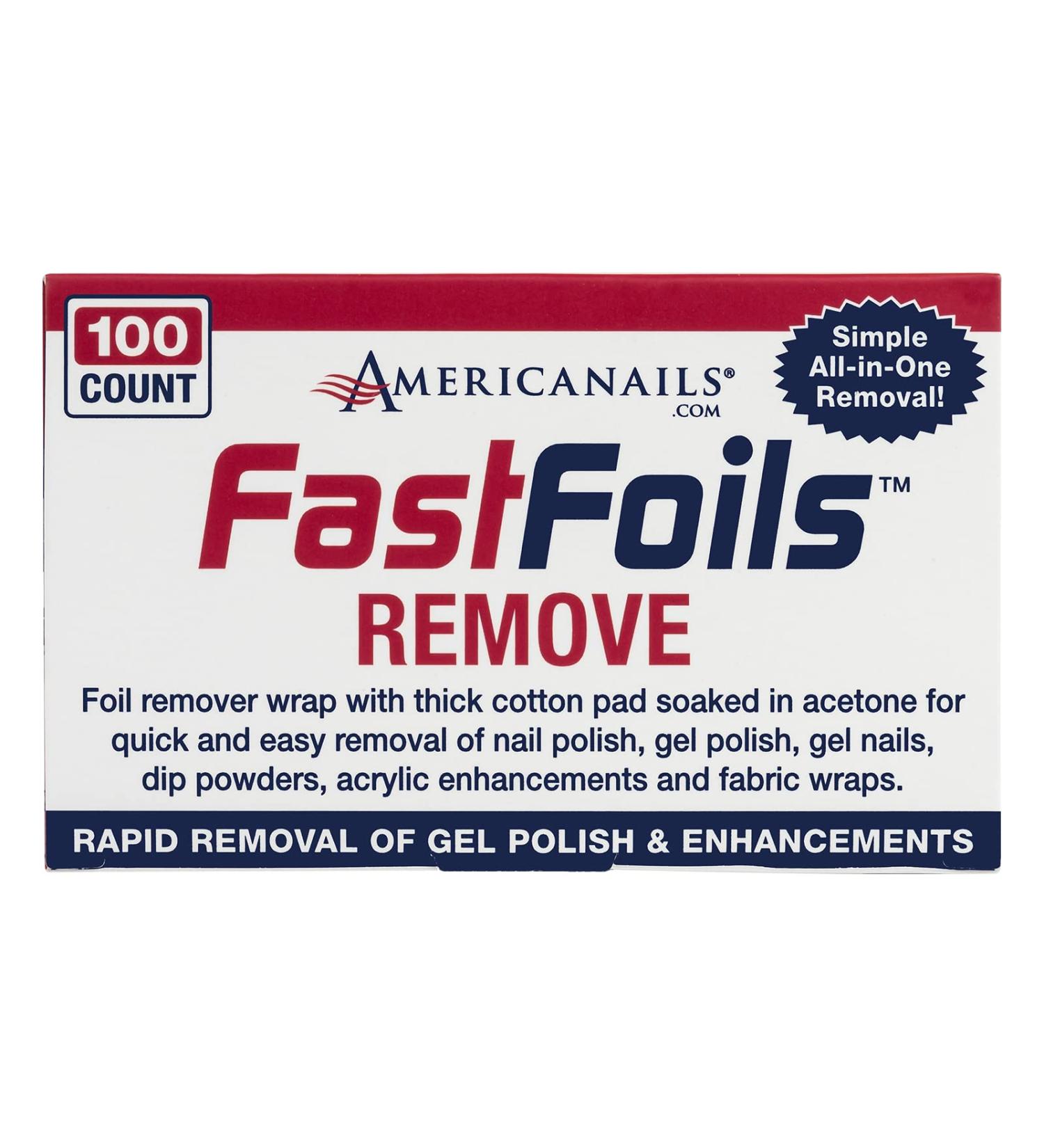 Americanails FastFoils 100 ct - Gel Polish Foil Remover Wraps with Pure Acetone - Nail Polish, Gel Nails, Acrylic & Dip Nails - All-in-One Removal Solution - Buy Online on GoSupps.com