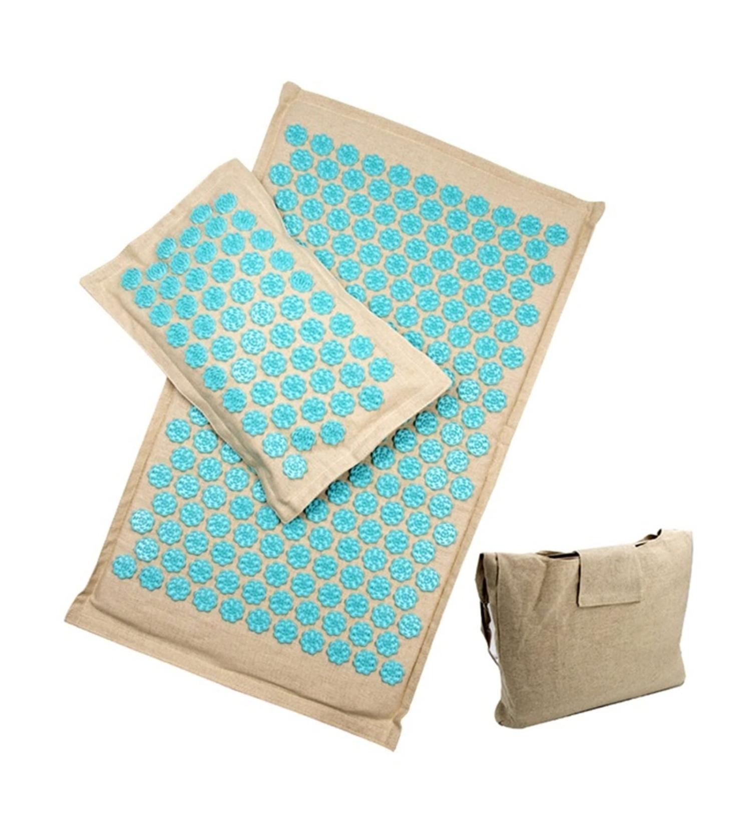 Dunlap Coconut Fiber Acupressure Mat & Pillow Set - Blue Massage Cushion for Back & Foot Relaxation Stress Relief & Acupuncture - 3 Sets - Buy Online on GoSupps.com