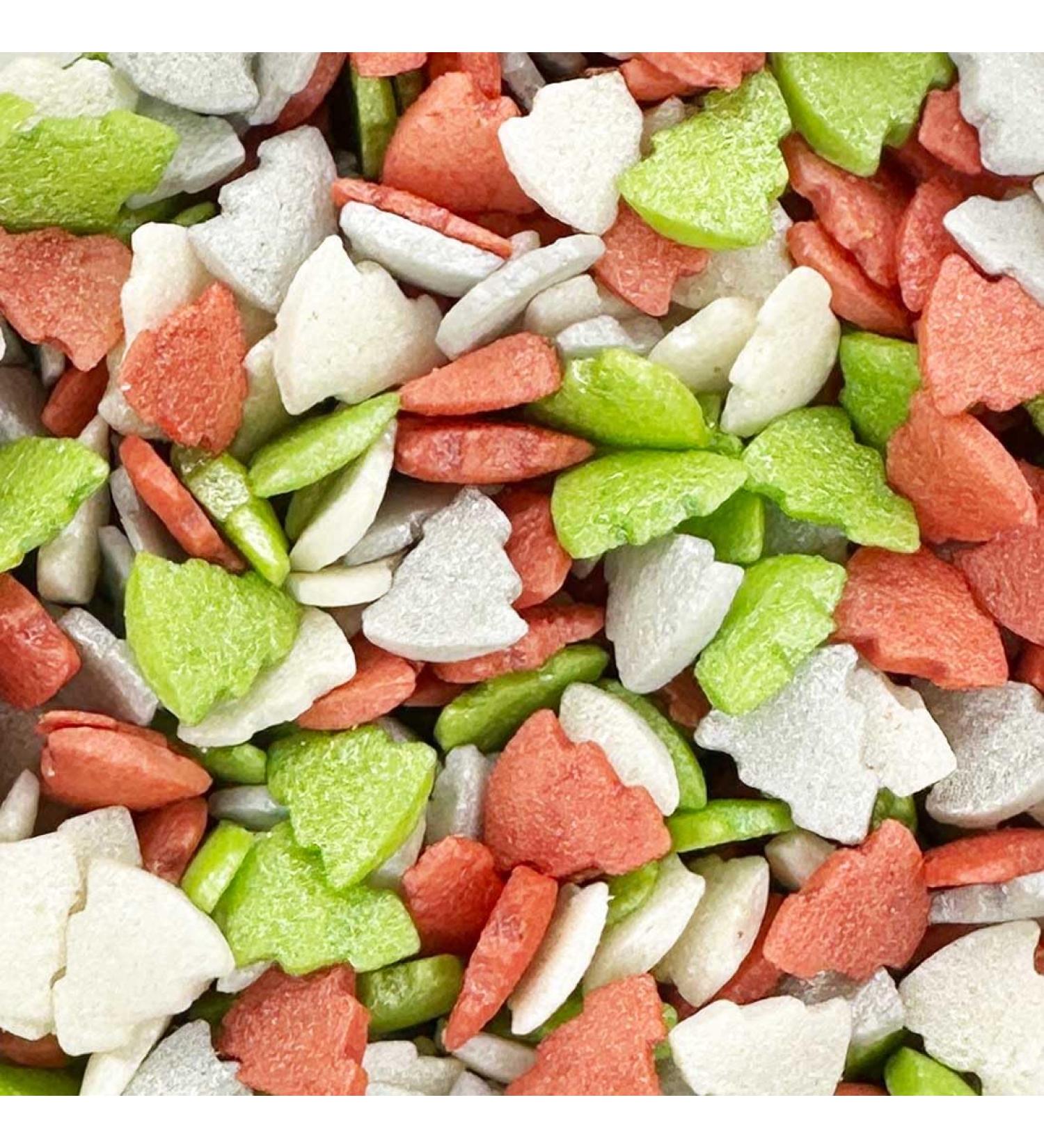 Christmas Tree Sugar Shapes Cake Topper Sprinkles - Festive Edible Glimmer Sugar Decorations - 25g Pack for Xmas Themed Party Cakes - Buy Online on GoSupps.com