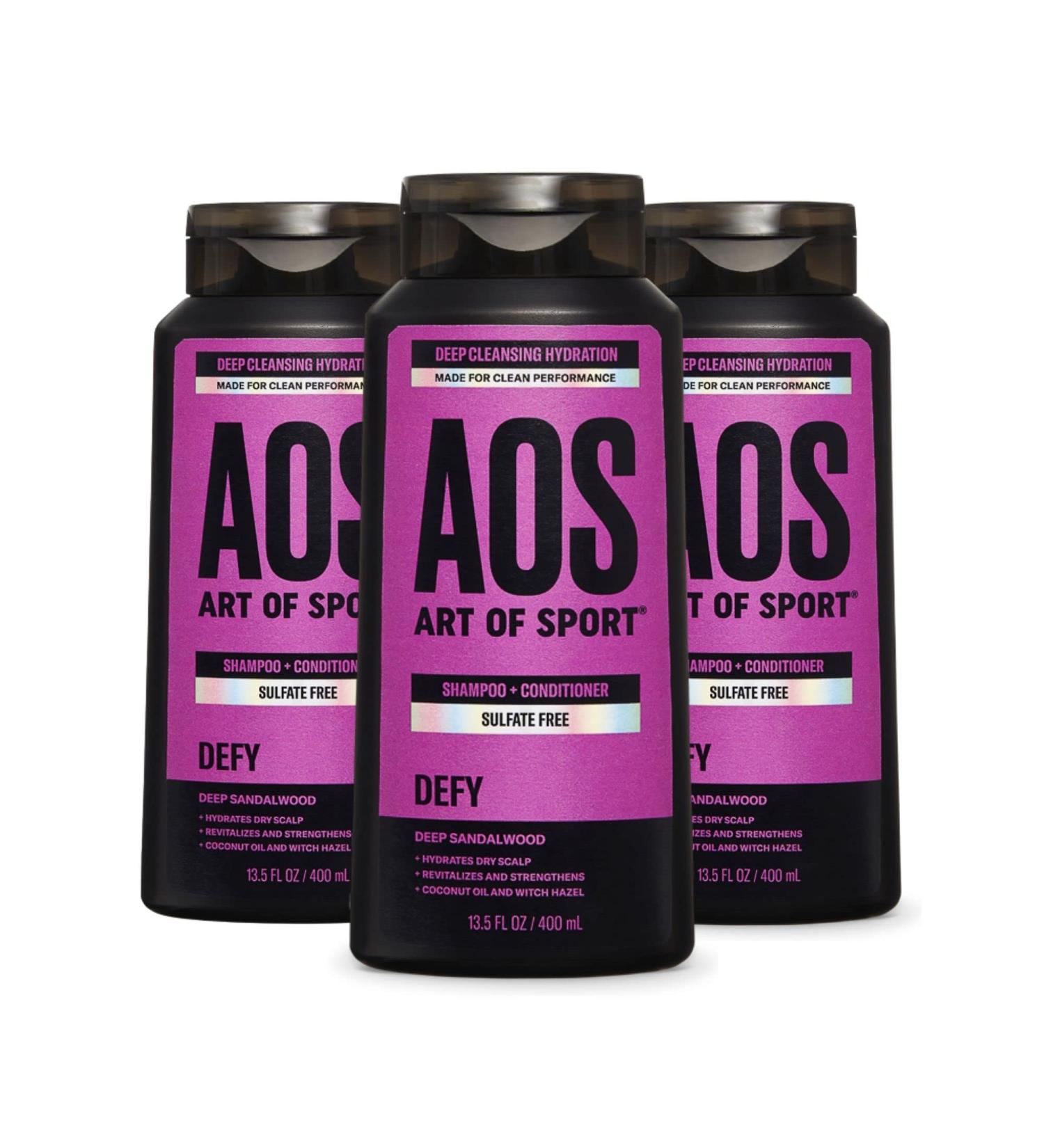 Art of Sport Men's 2-in-1 Shampoo and Conditioner - Sulfate-Free with Sandalwood Fragrance - 13.5 fl oz (Pack of 3) - Buy Online on GoSupps.com