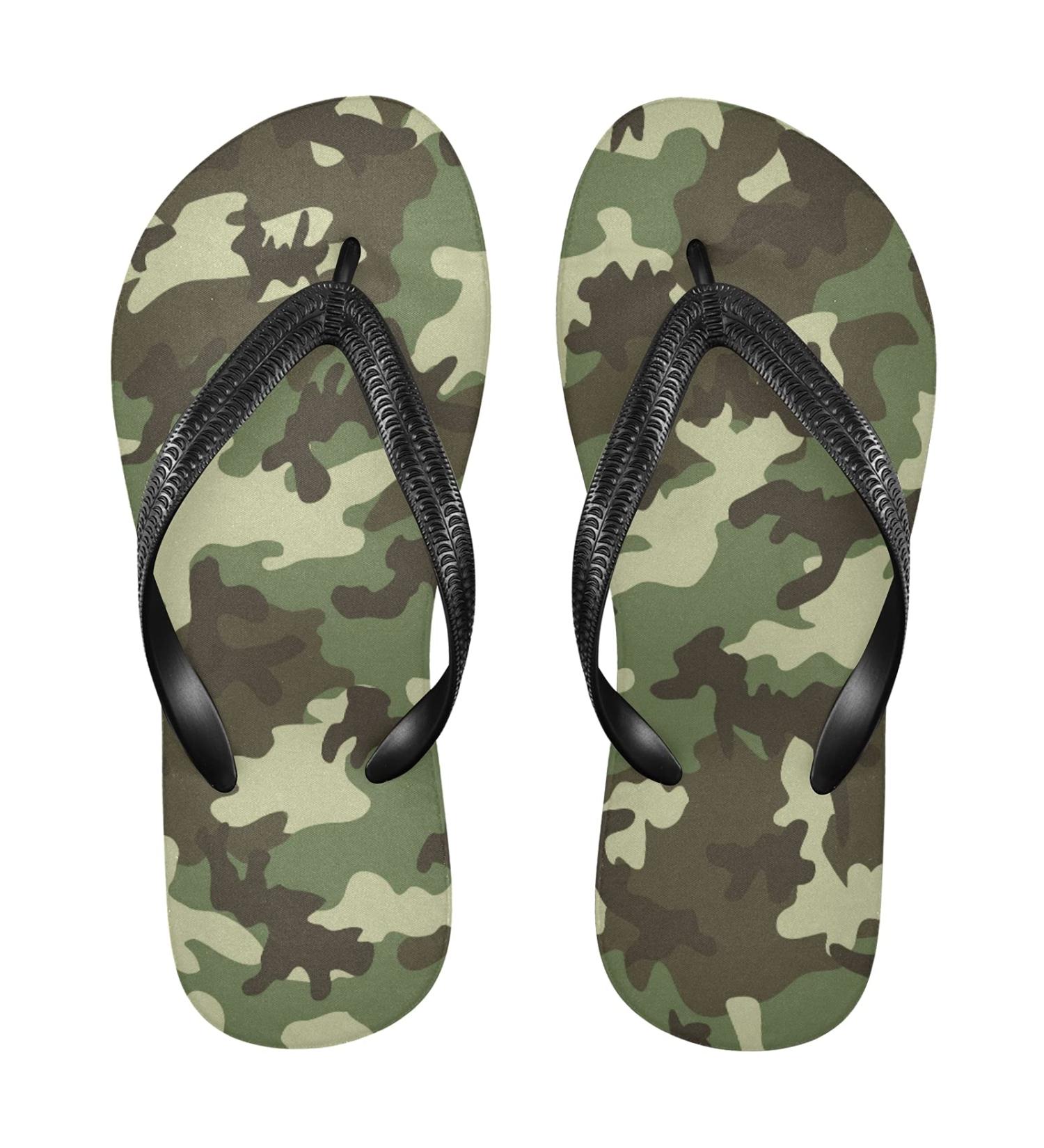 Mnsruu Military Camouflage Flip-Flops | Green & Black XS for Home Hotel Spa & Travel - Buy Online on GoSupps.com