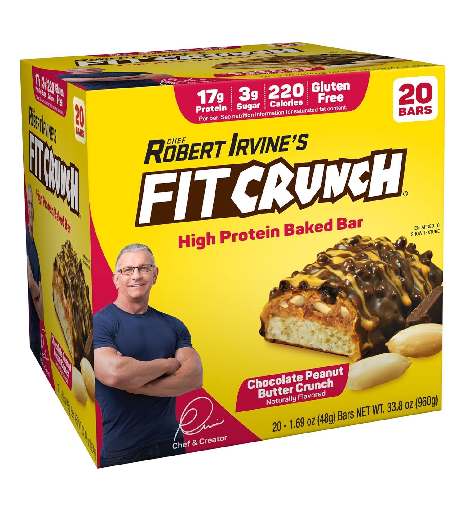 FITCRUNCH Protein Bars Snack Size Value Pack Gluten Free Made with Whey Proteins (20 Snack Size Bars Peanut Butter Crunch) - Buy Online on GoSupps.com