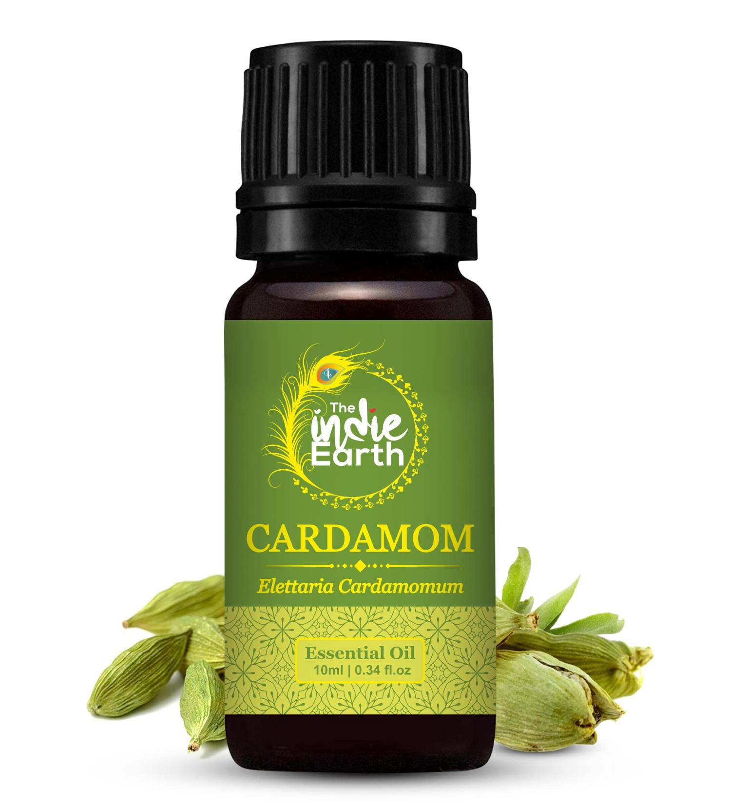 The Indie Earth 100% Pure & Undiluted Cardamom Essential Oil - Perfect for Aromatherapy Relaxation Skin Therapy & More! Sourced Directly from SOUTHERN PARTS OF INDIA 10 ml