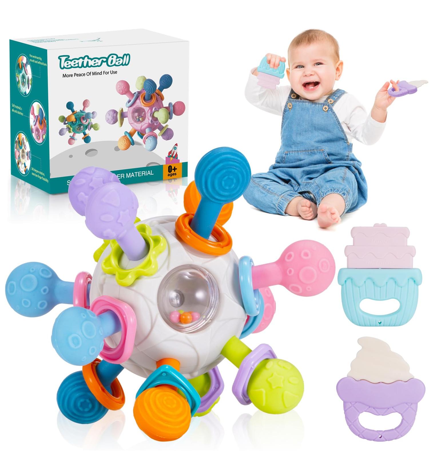 Grriopi Baby Teething Toy Set Silicone Teether Toys for 0-12
