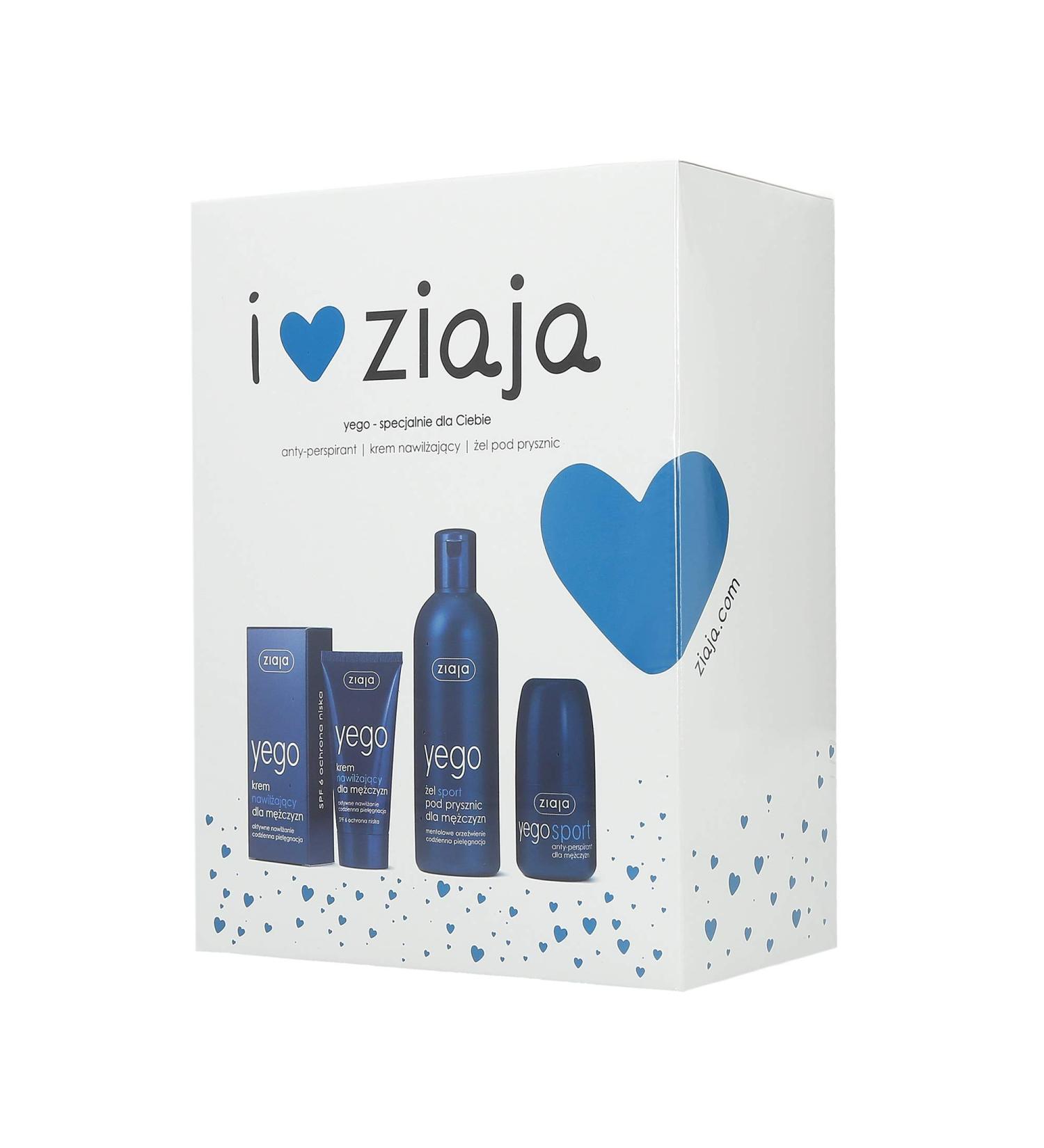 Ziaja Yego Gift Set: Moisturizing Cream 50ml + Shower Gel 200ml + Antiperspirant 60ml
