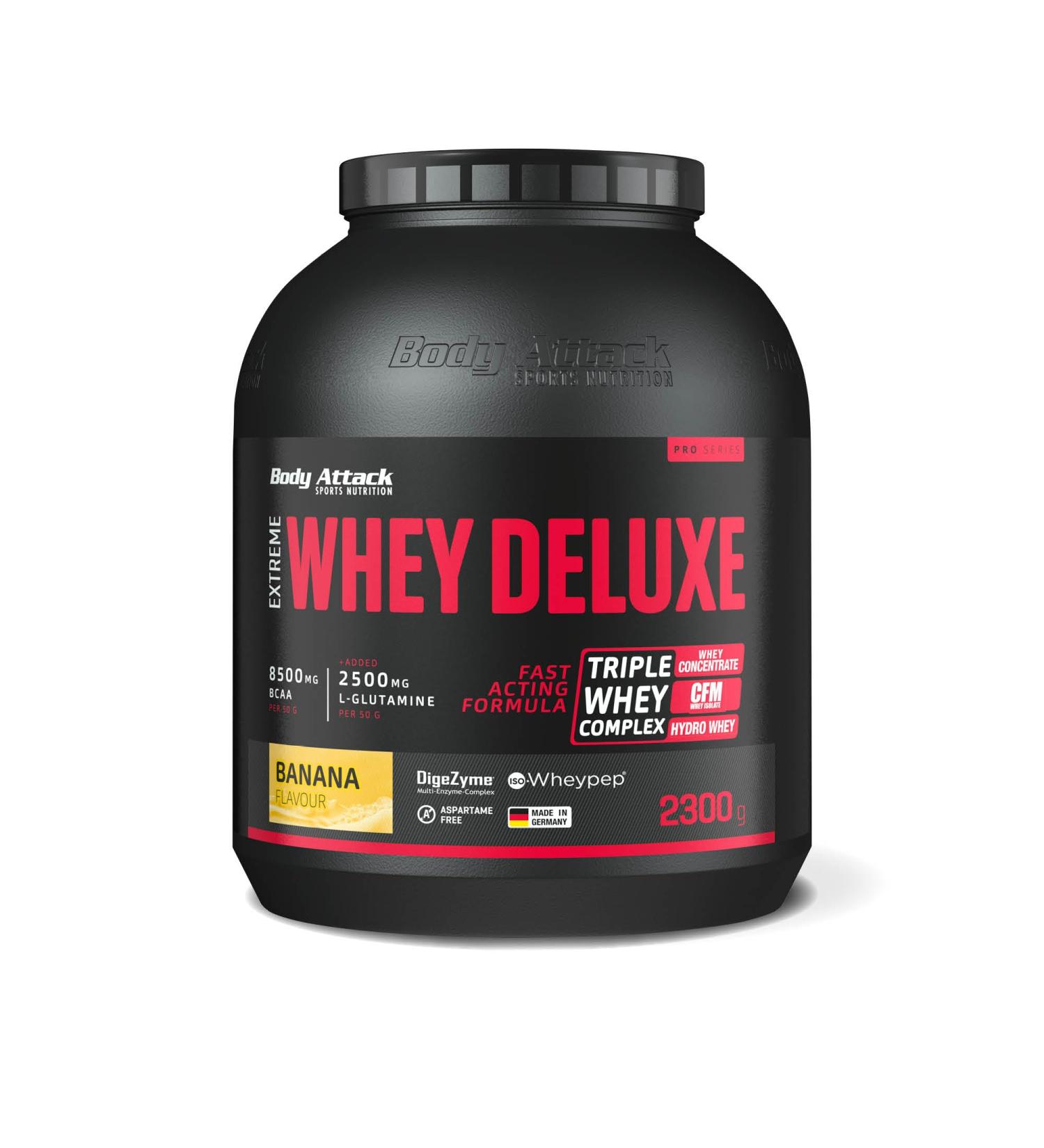 Body Attack Extreme Whey Deluxe - Banana Cream 2.3 kg | Low Fat & Sugar | CFM Whey Isolate Protein Powder - Made in Germany - Buy Online on GoSupps.com