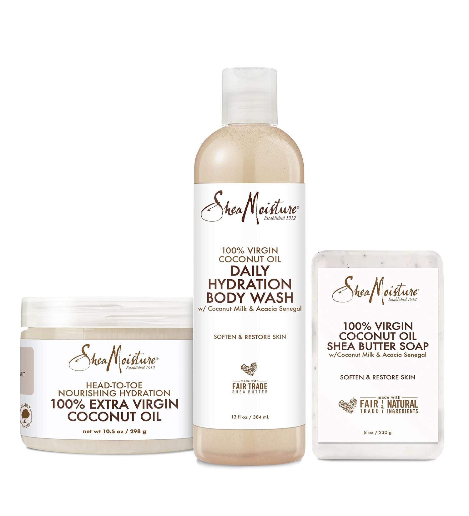 SheaMoisture 100% Virgin Coconut Oil Bath and Body Kit | Cruelty-Free Skincare Set (3 Pack) - Buy Online on GoSupps.com
