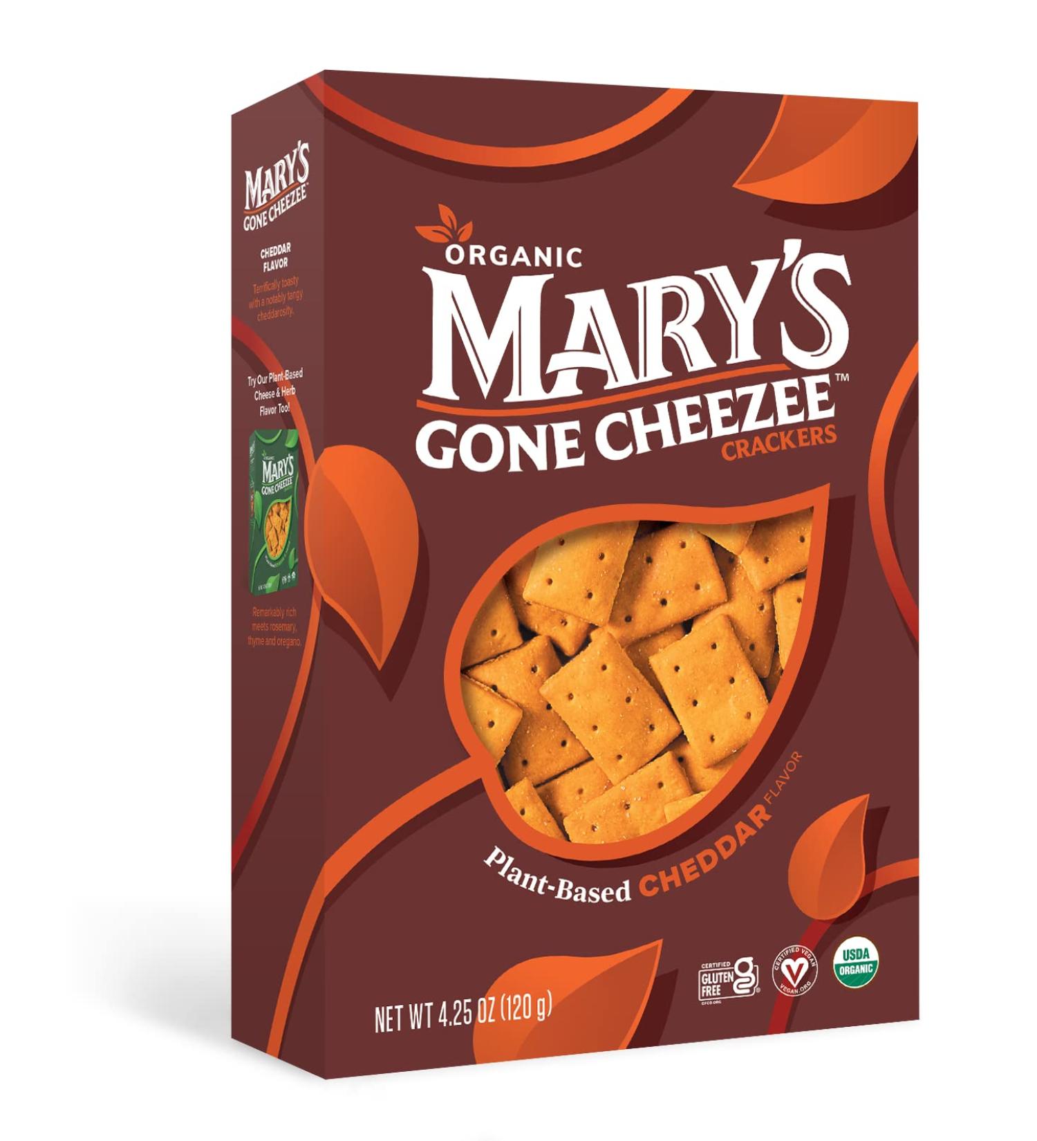 Mary's Gone Crackers Cheezee Cheddar Flavor Plant-Based Crackers - Vegan, Dairy Free, Organic Snack (1 Pack) - Buy Online on GoSupps.com