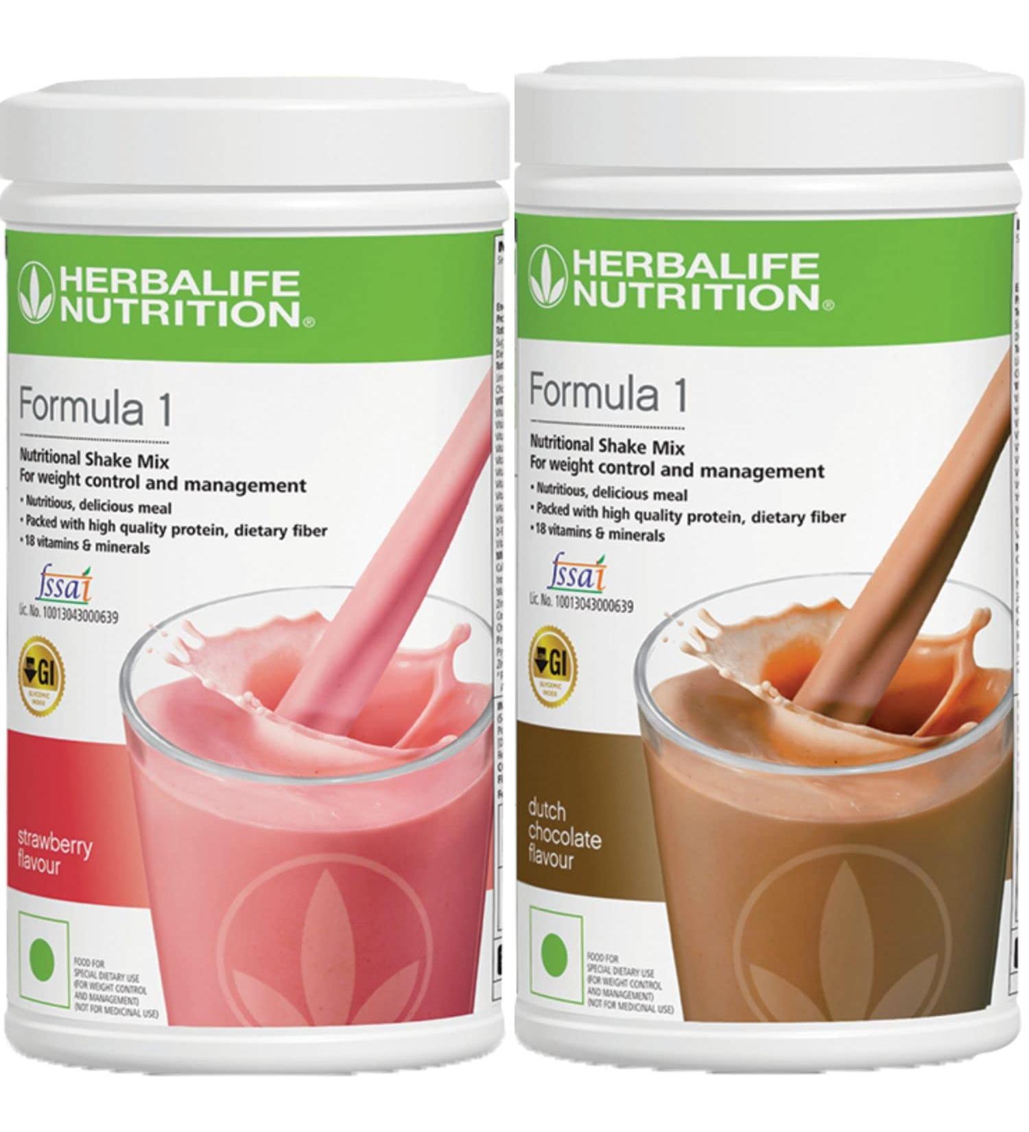 Herbalife Formula 1 Nutritional Shake Mix - (Strawberry Dutch Chocolate) 500 Grams Each - Pack of 2 - Herbalife Shake - Herbalife Protein Powder - Herbalife Weight Loss - Herbalife Meal Replacement - Buy Online on GoSupps.com