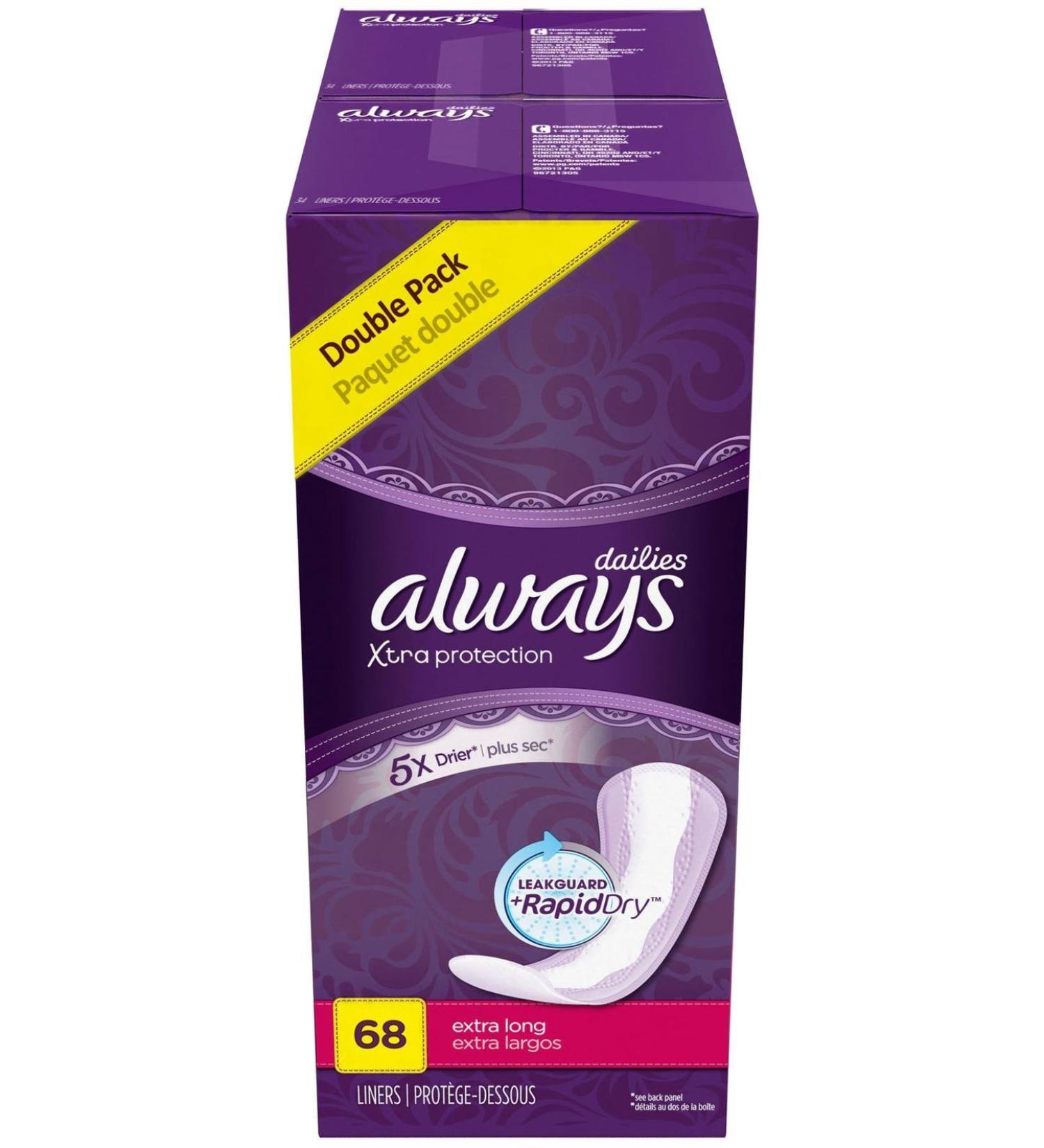 Always Pantiliner Max Protection Extra Long Dri-Liners Unscented - 68 ct