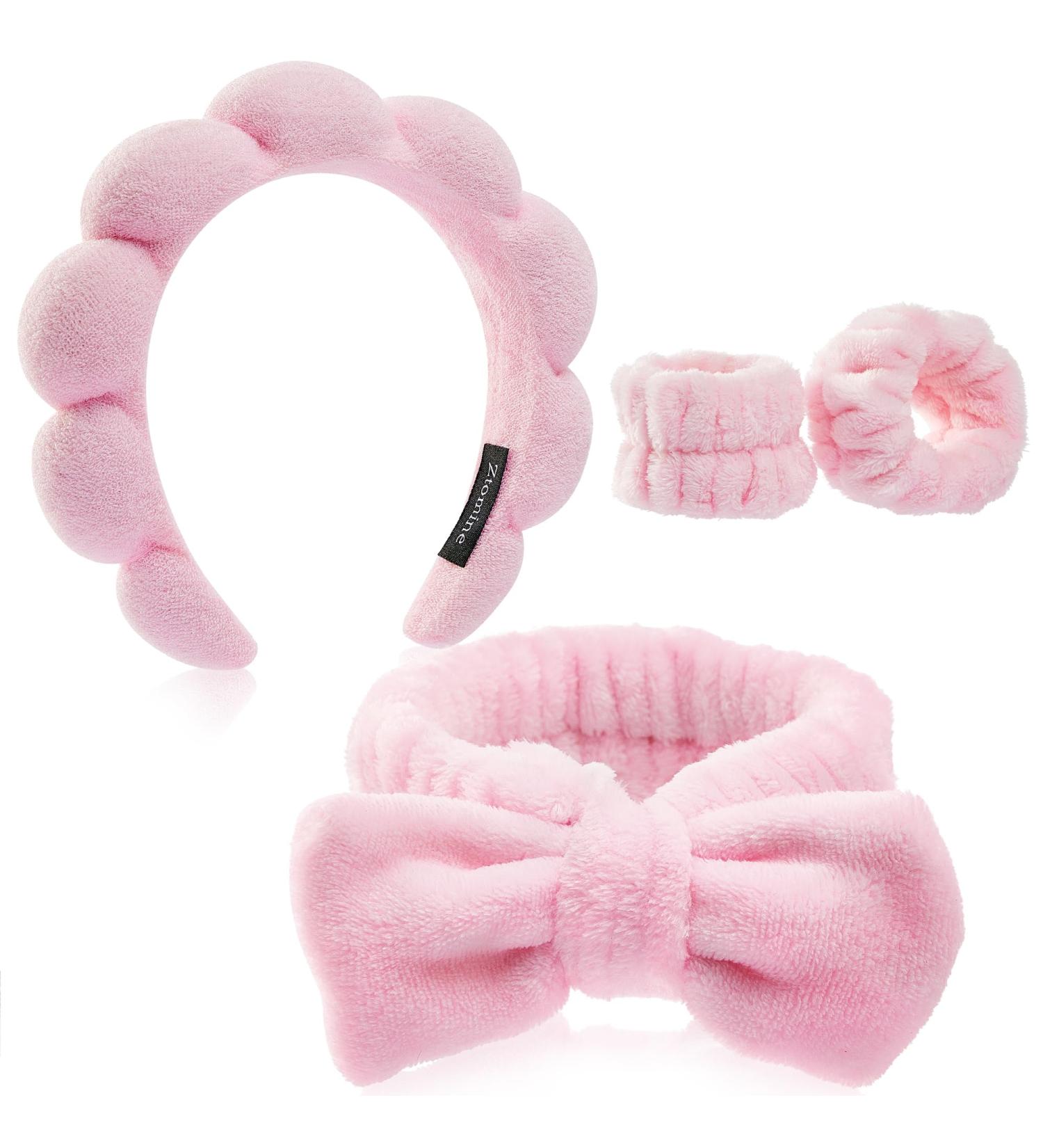 Spa Headband and Wristband Set for Women | Face Washing Makeup & Skin Care | Trendy Pink Gifts for Women & Teen Girls - Buy Online on GoSupps.com