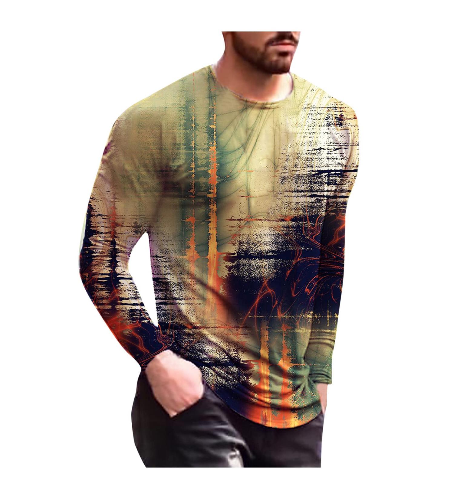 BEUU Soldier Long Sleeve T-shirt for Men | Fall 3D Print Oil Painting | Gym Workout Tee | Vintage Fashion - Green | Large - Buy Online on GoSupps.com