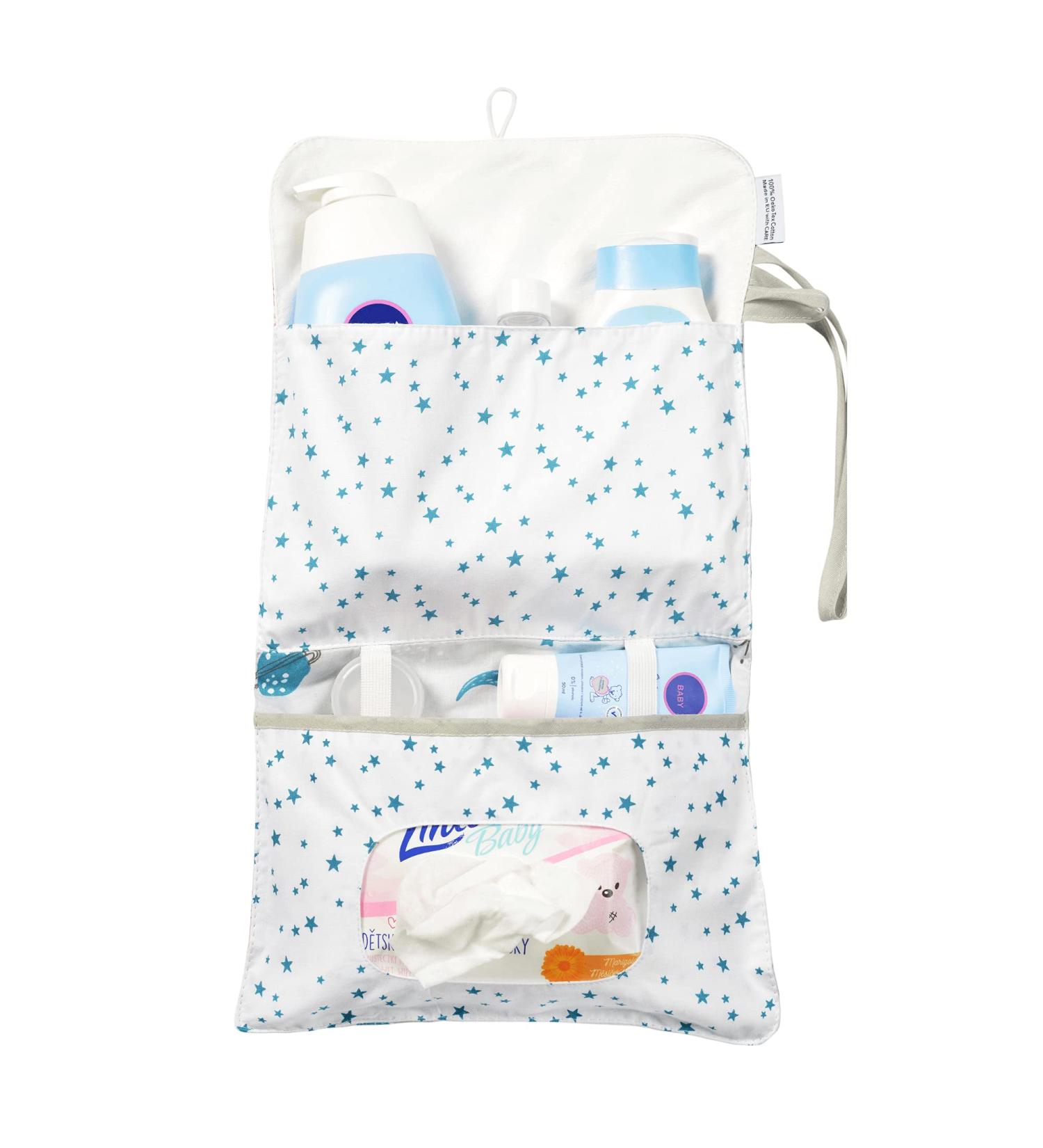 FlyIdeas Nappy Pouch - Baby Changing Bag for Diapers, Nappies, & Wipes | On-The-Go Wet/Dry Bag for Easy Carry | Cosmos Design - Buy Online on GoSupps.com